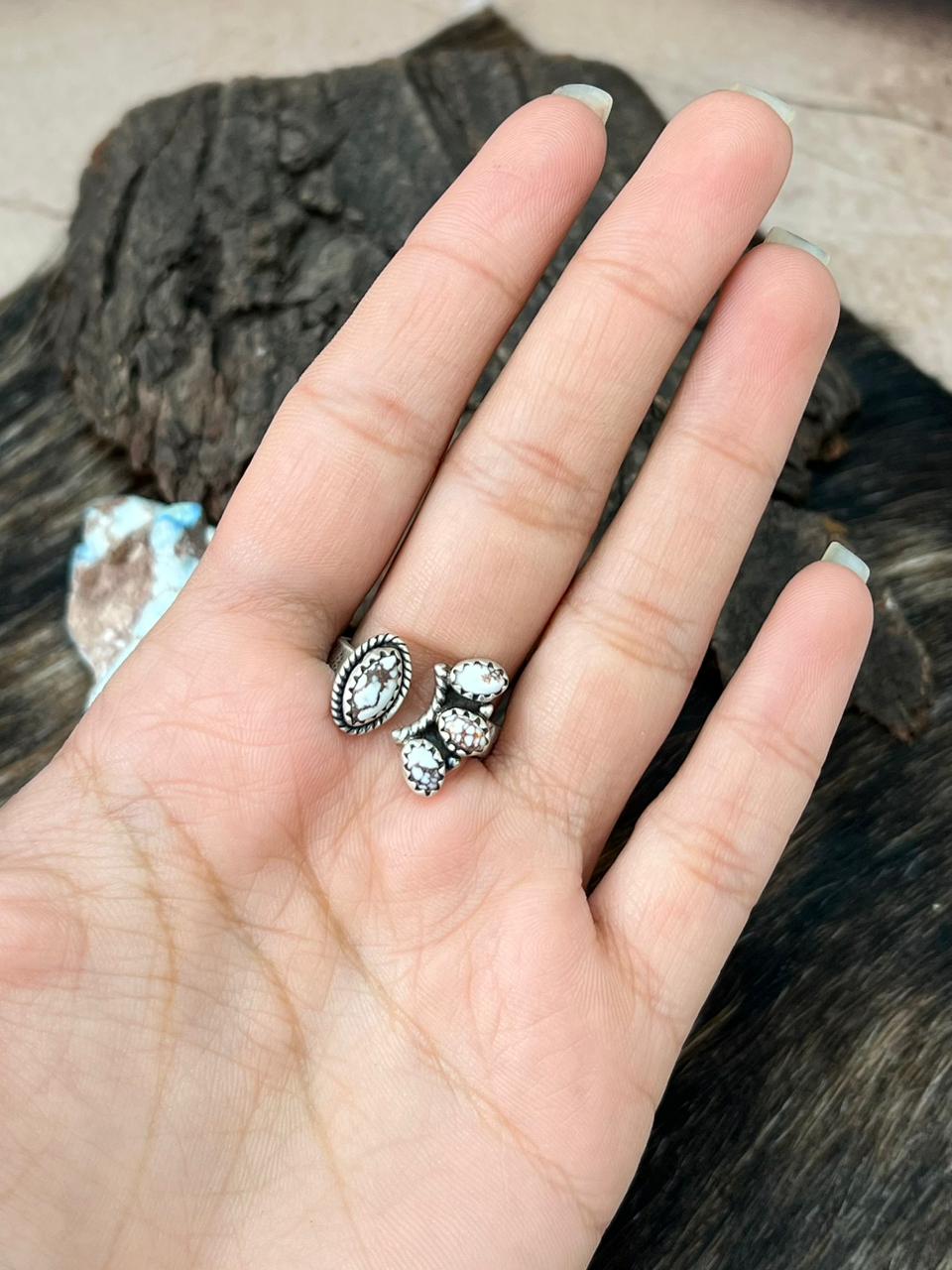 Handmade Sterling Silver Wildhorse Magnesite Adjustable Ring "Signed Nizhoni"