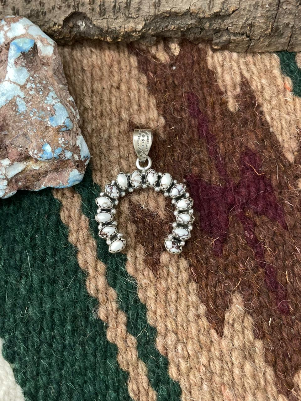 Handmade Sterling Silver Wildhorse Magnesite Naja Pendant "Signed Nizhoni"