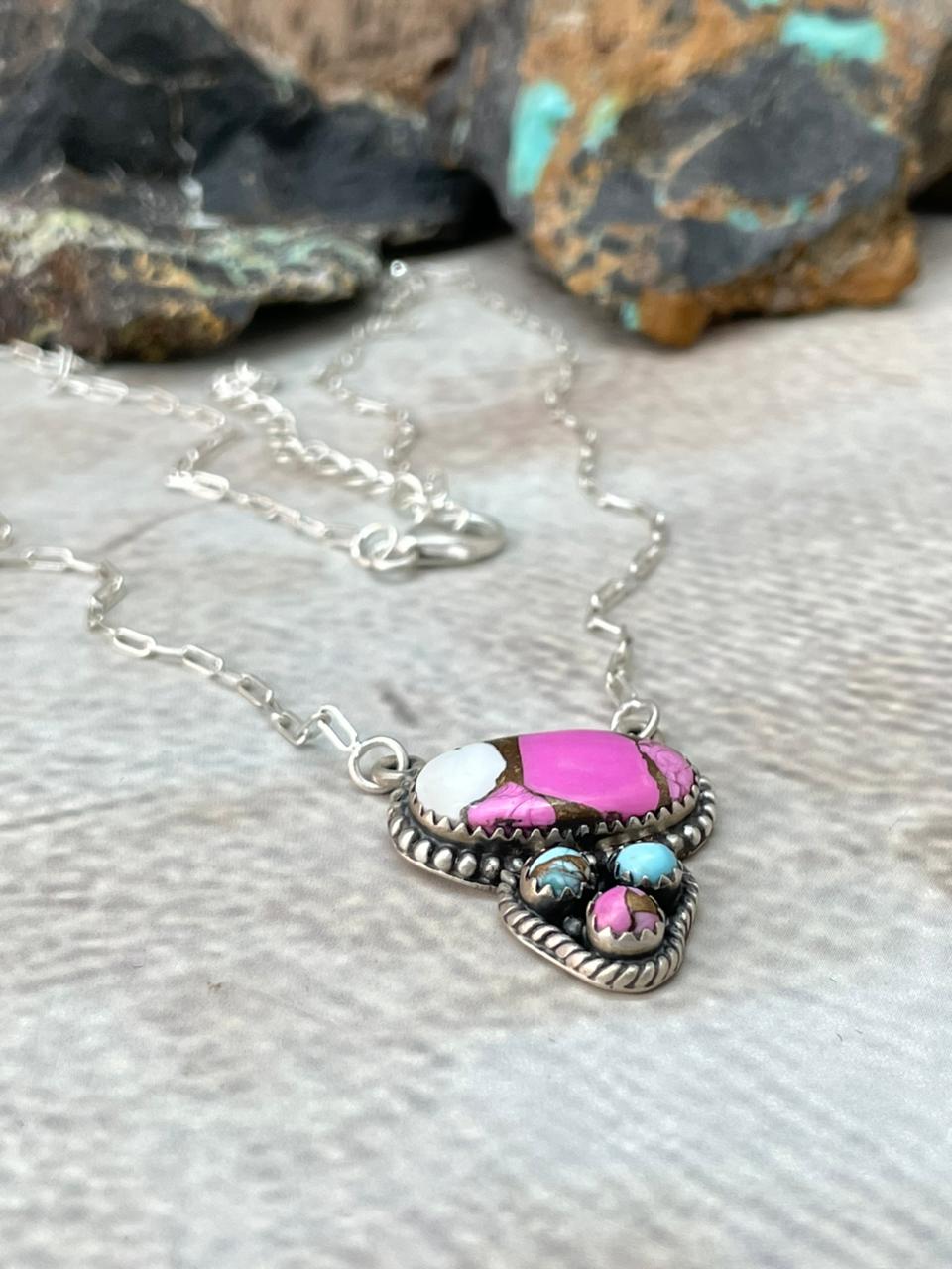 Handmade Sterling Silver Cotton Candy Necklace "Signed Nizhoni"