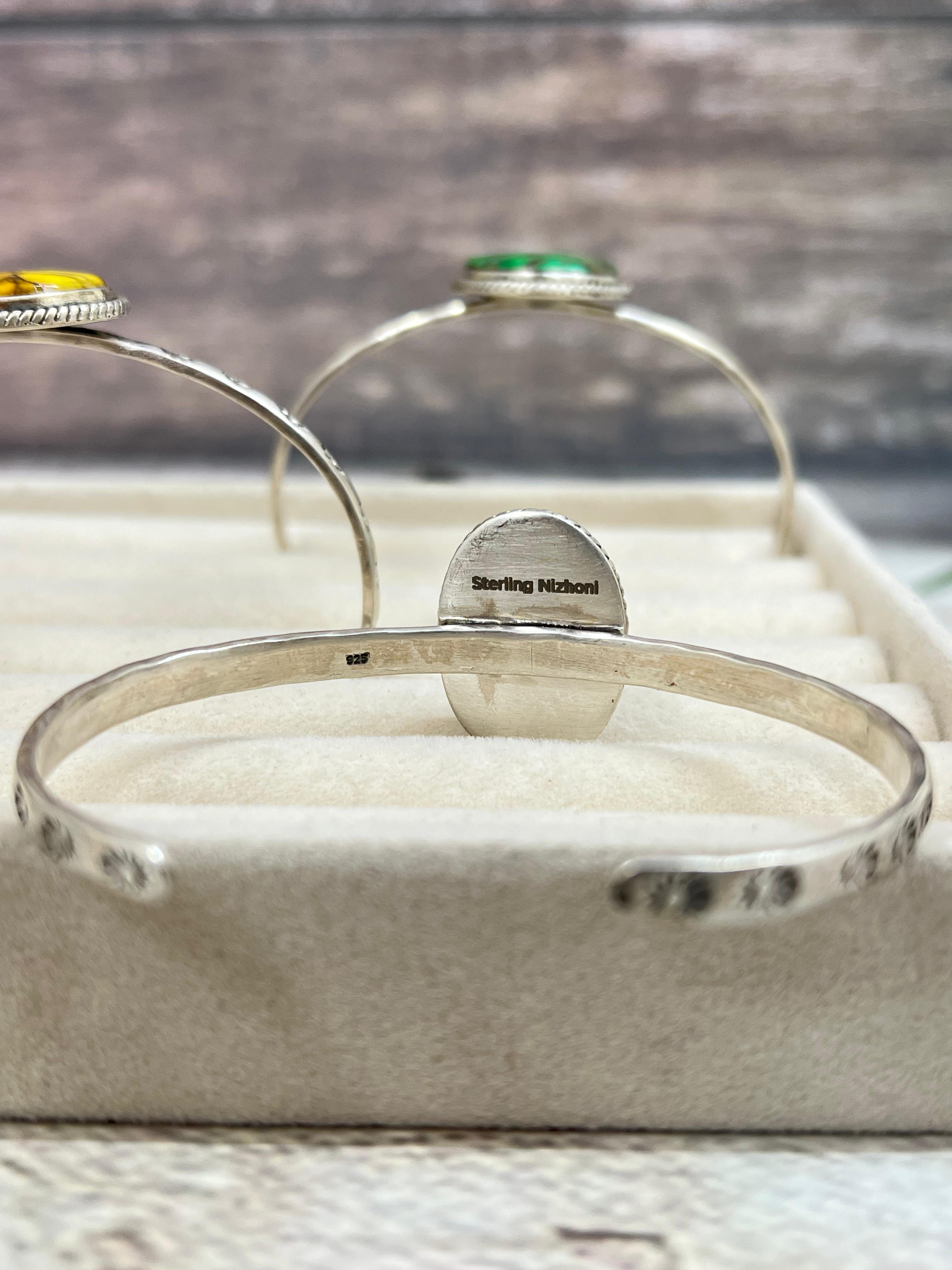 Handmade Sterling Silver Multi Stone Bracelet with Signed Nizhoni (3)