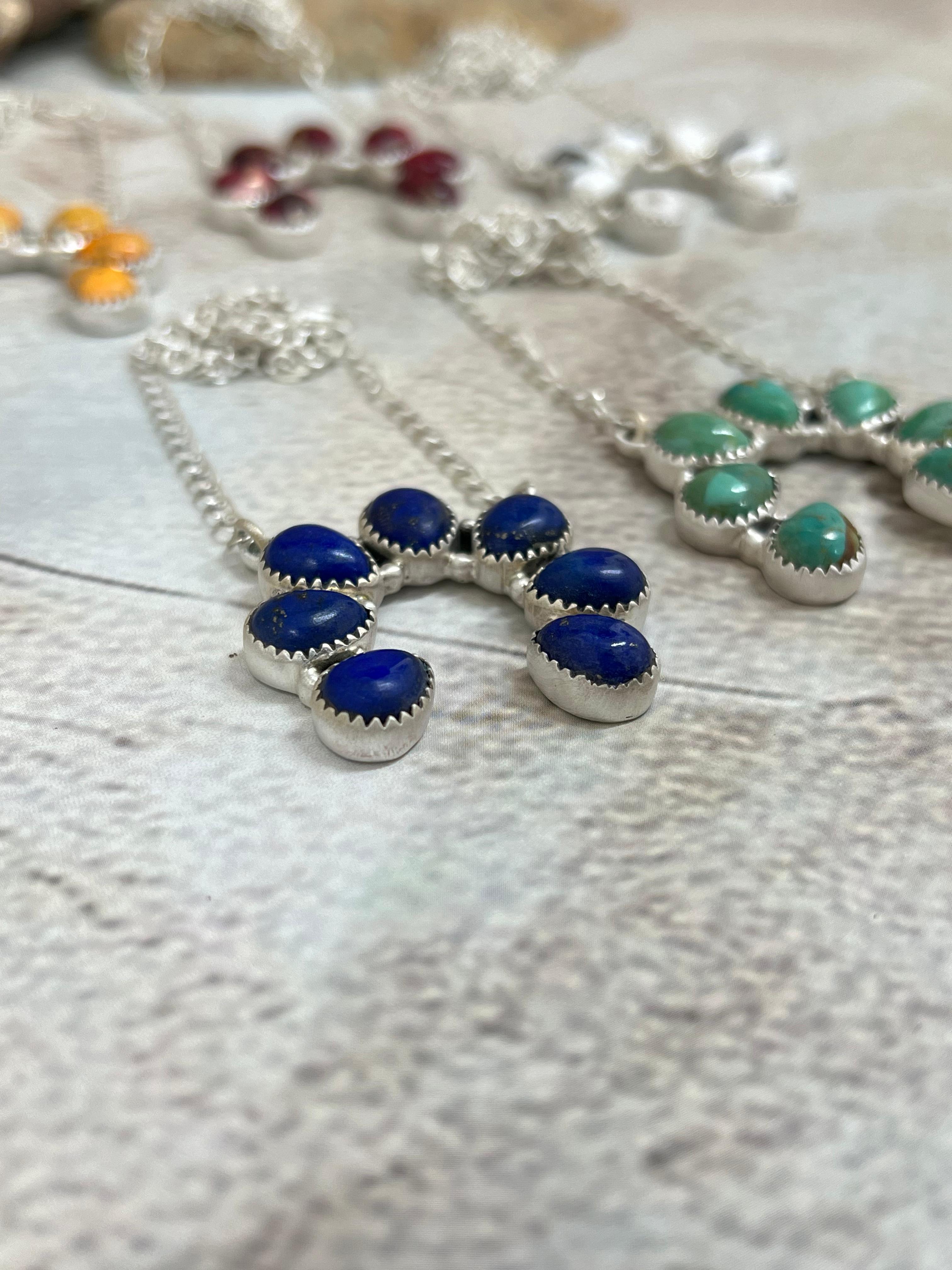 Handmade Sterling Silver Multi Stones Naja Necklace Signed Nizhoni