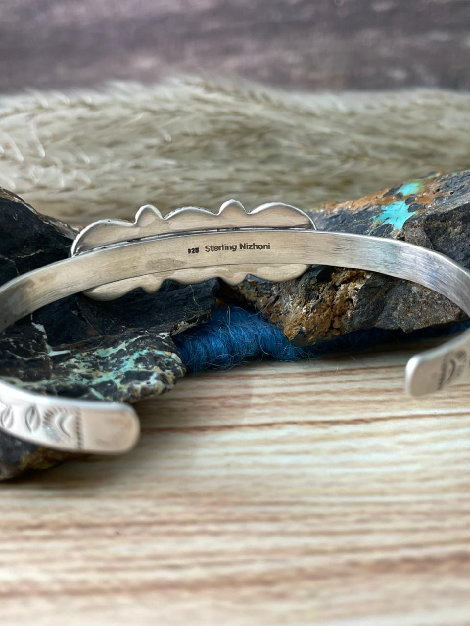 Handmade Sterling Silver Black Onyx Cuff Bracelet "Signed Nizhoni"