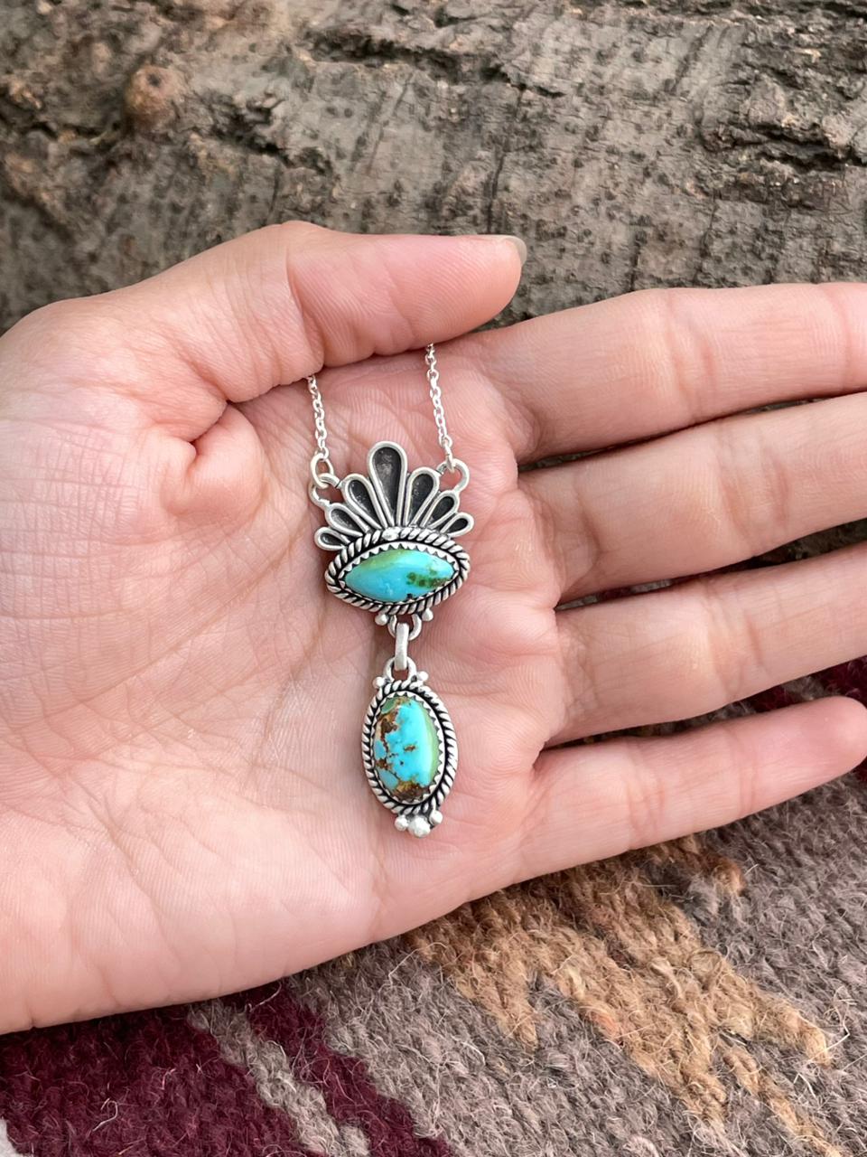 Handmade Sterling Silver Sonoran Mountain Turquoise Necklace "Signed Nizhoni"