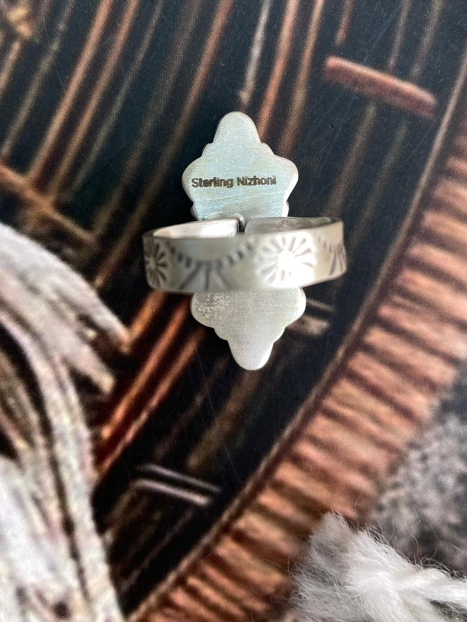 Handmade Sterling Silver Hot Pink Adjustable Ring "Signed Nizhoni"