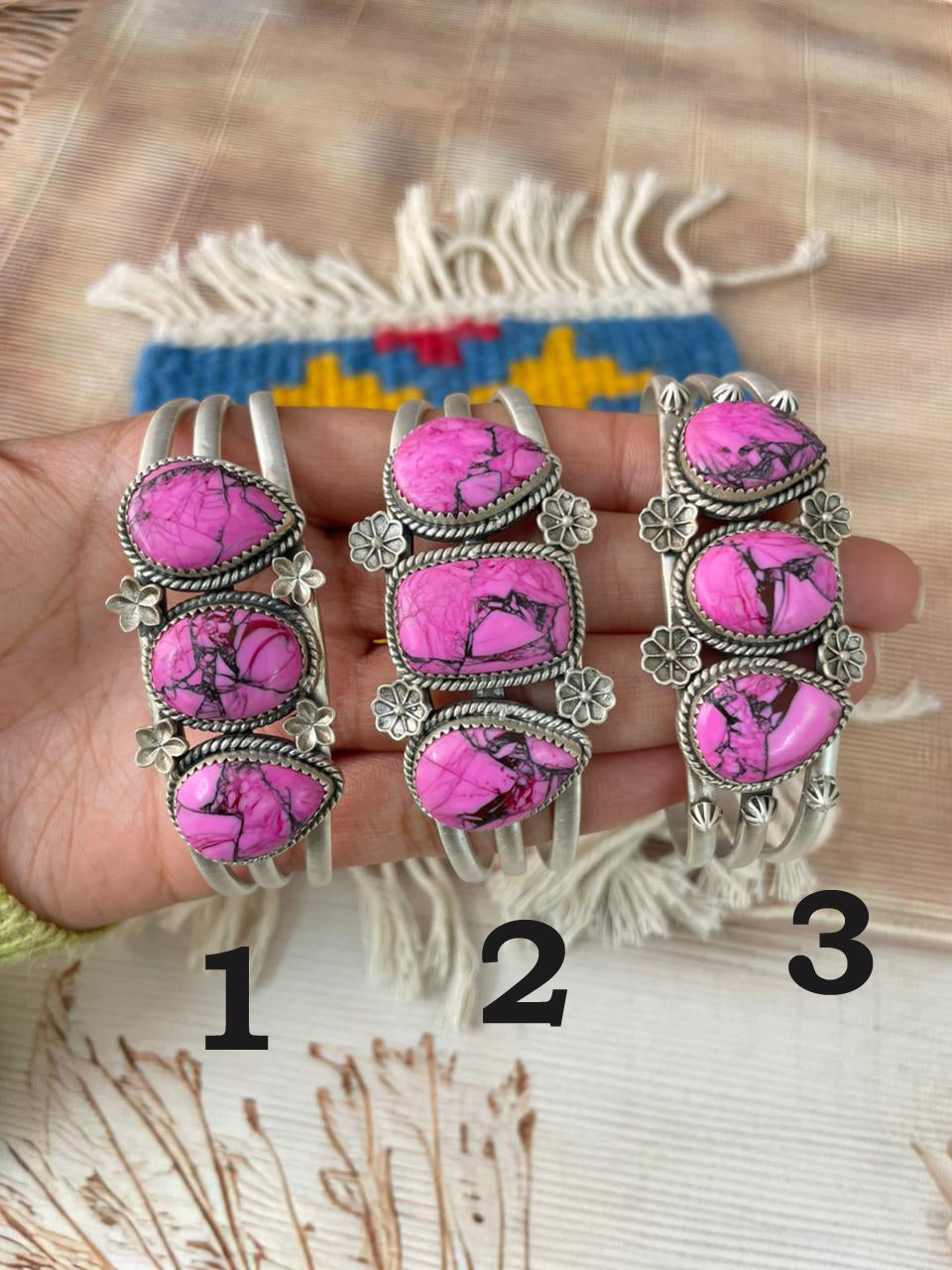 Handmade Sterling Silver Cheery Blossom Cuff Bracelet "Signed Nizhoni"