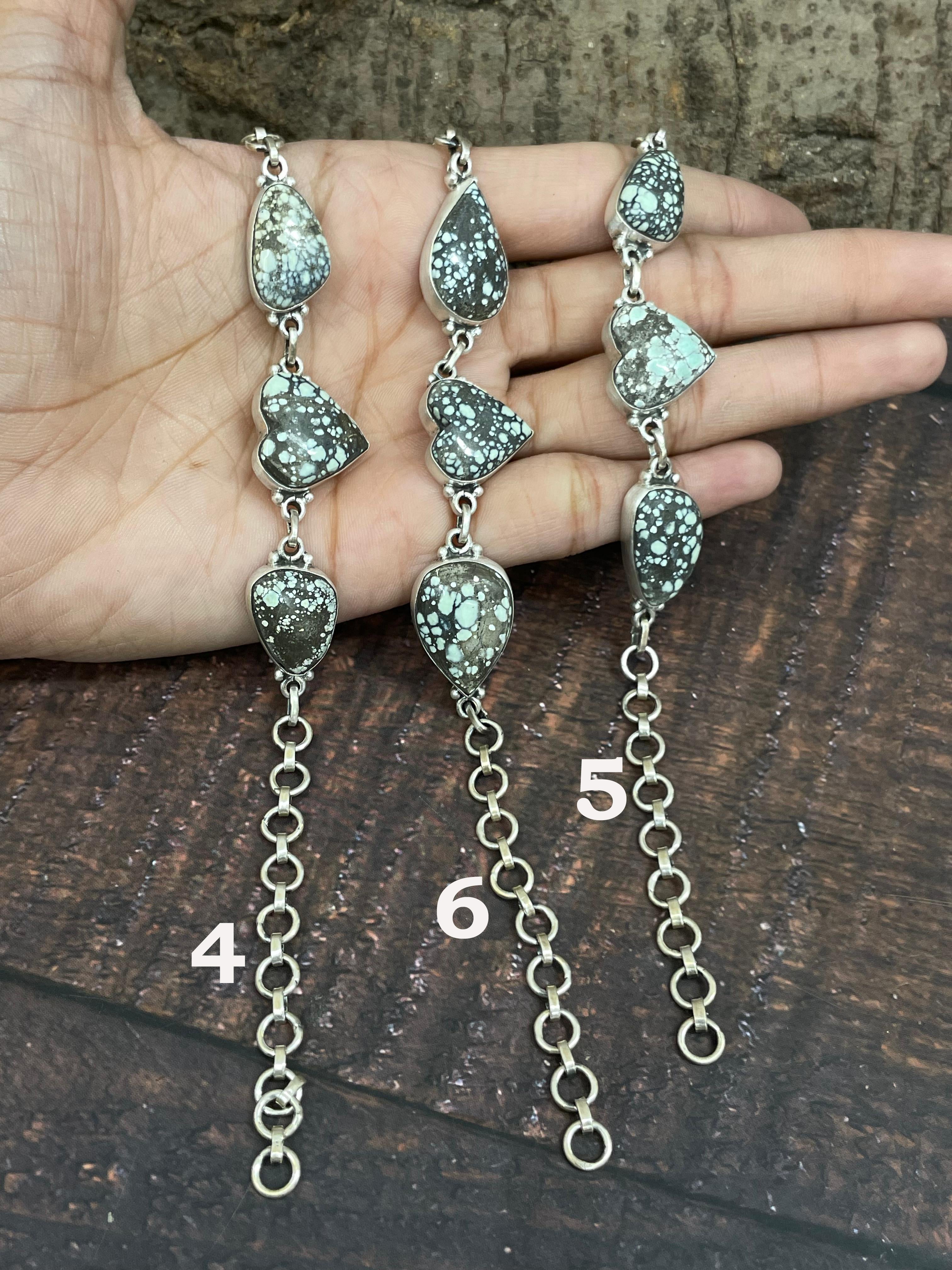 Handmade Sterling Silver Starfox Variscite Chain Bracelet Signed Nizhoni