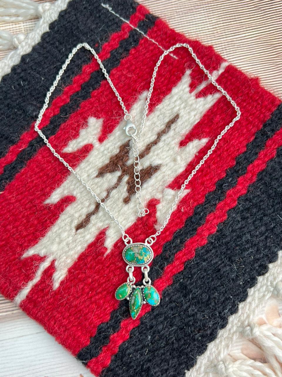 Handmade Sterling Silver Sonoran Mountain Turquoise Necklace "Signed Nizhoni"