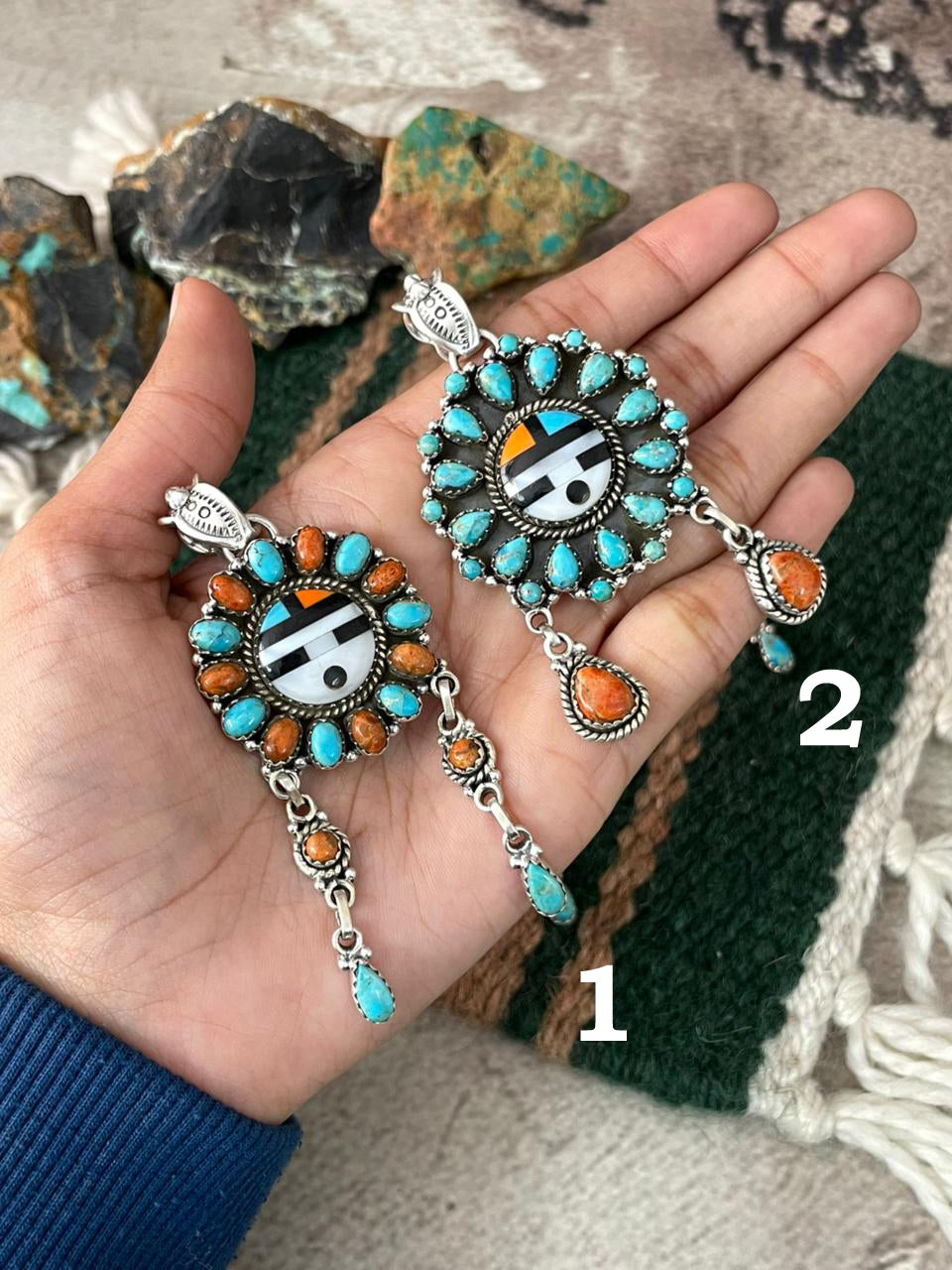 Handmade Sterling Silver Turquoise and MOP Pendant "Signed Nizhoni"