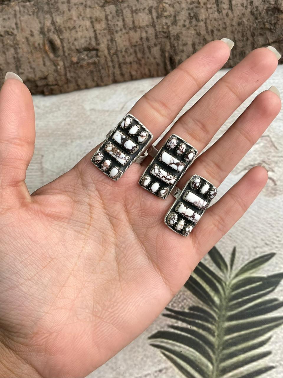 Handmade Sterling Silver Wildhorse Magnesite Adjustable Ring "Signed Nizhoni"