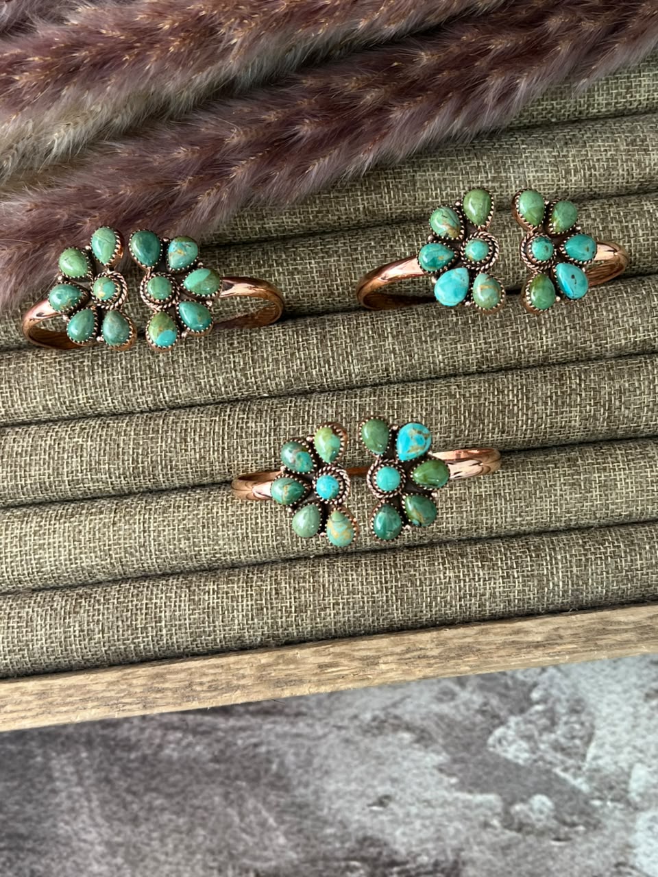 Handmade Kingman Turquoise Copper Collection: Cuff Bracelet Signed Nizhoni