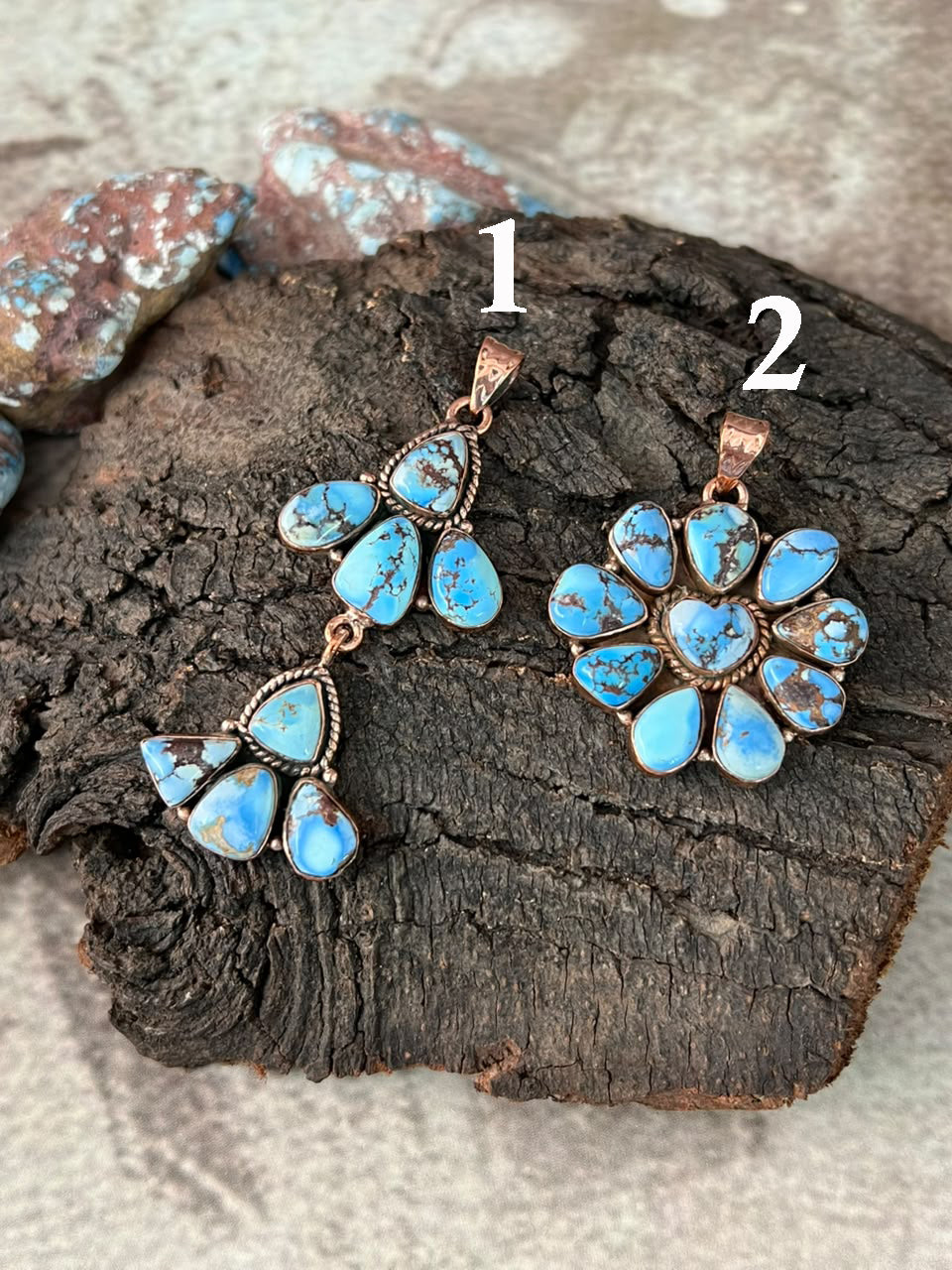 Handmade Golden Hills Turquoise Copper Collection: Pendant Signed Nizhoni