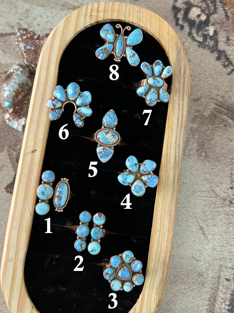 Handmade Golden Hills Turquoise Copper Collection: Adjustable Ring Signed Nizhoni