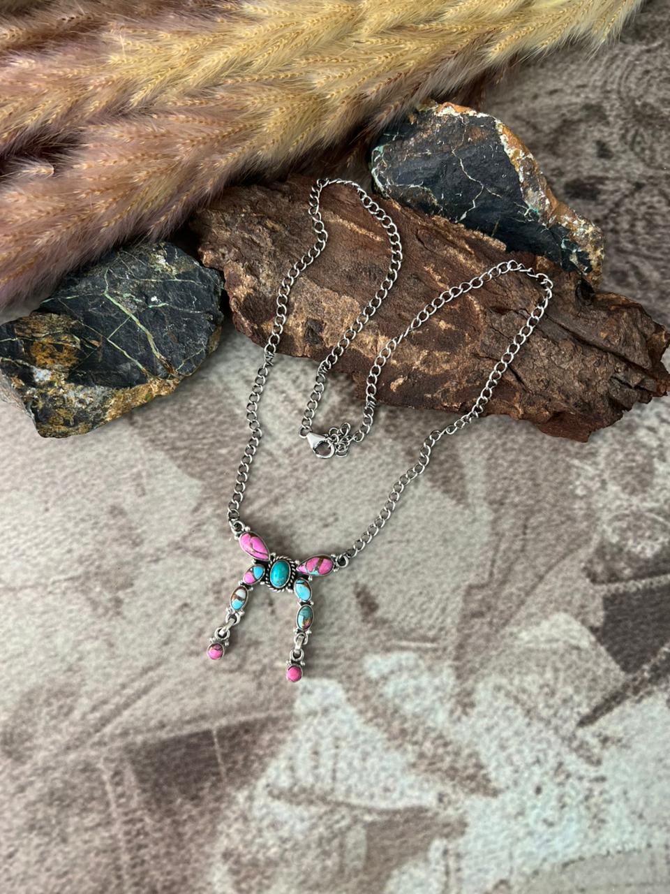 Handmade Sterling Silver Cotton Candy Bow Necklace "Signed Nizhoni"