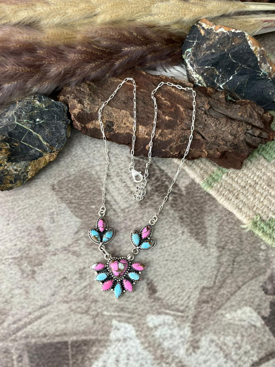 Handmade Sterling Silver Cotton Candy Necklace "Signed Nizhoni"
