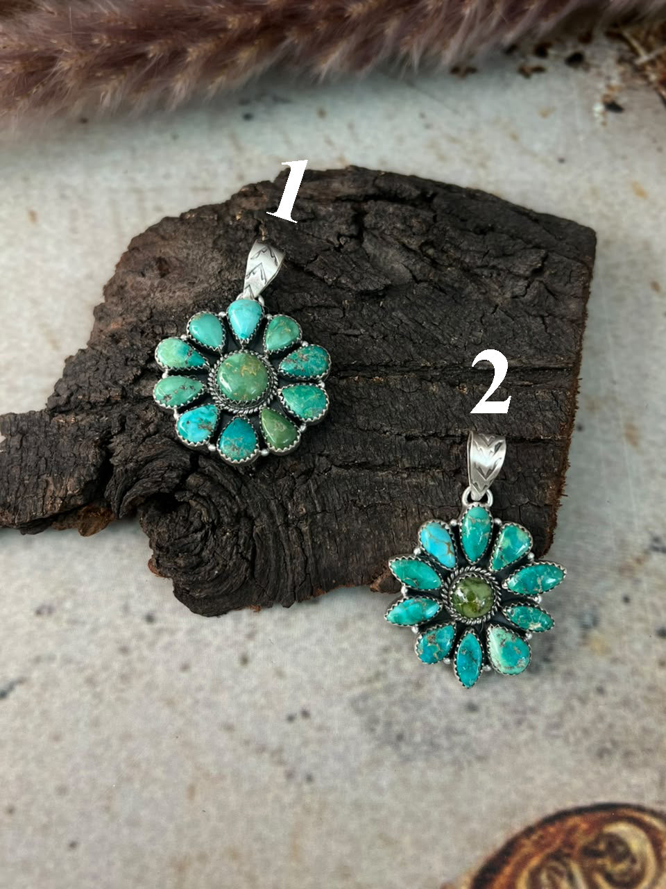 Handmade Sterling Silver Emerald Valley Turquoise Collection: Pendant Signed Nizhoni