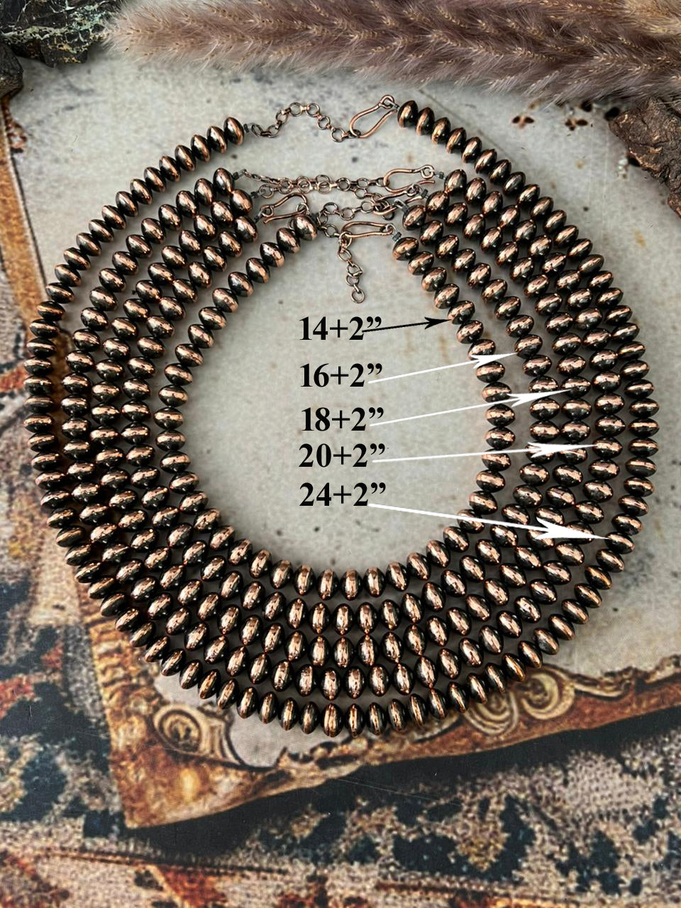 Handmade 10MM Copper Saucer Beaded Necklace