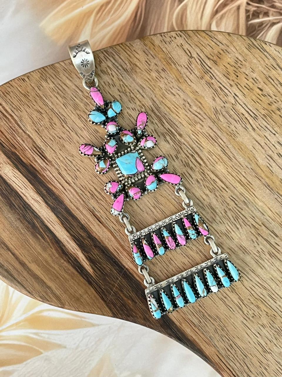 Handmade Sterling Silver Cotton Candy Pendant Signed Nizhoni (5)