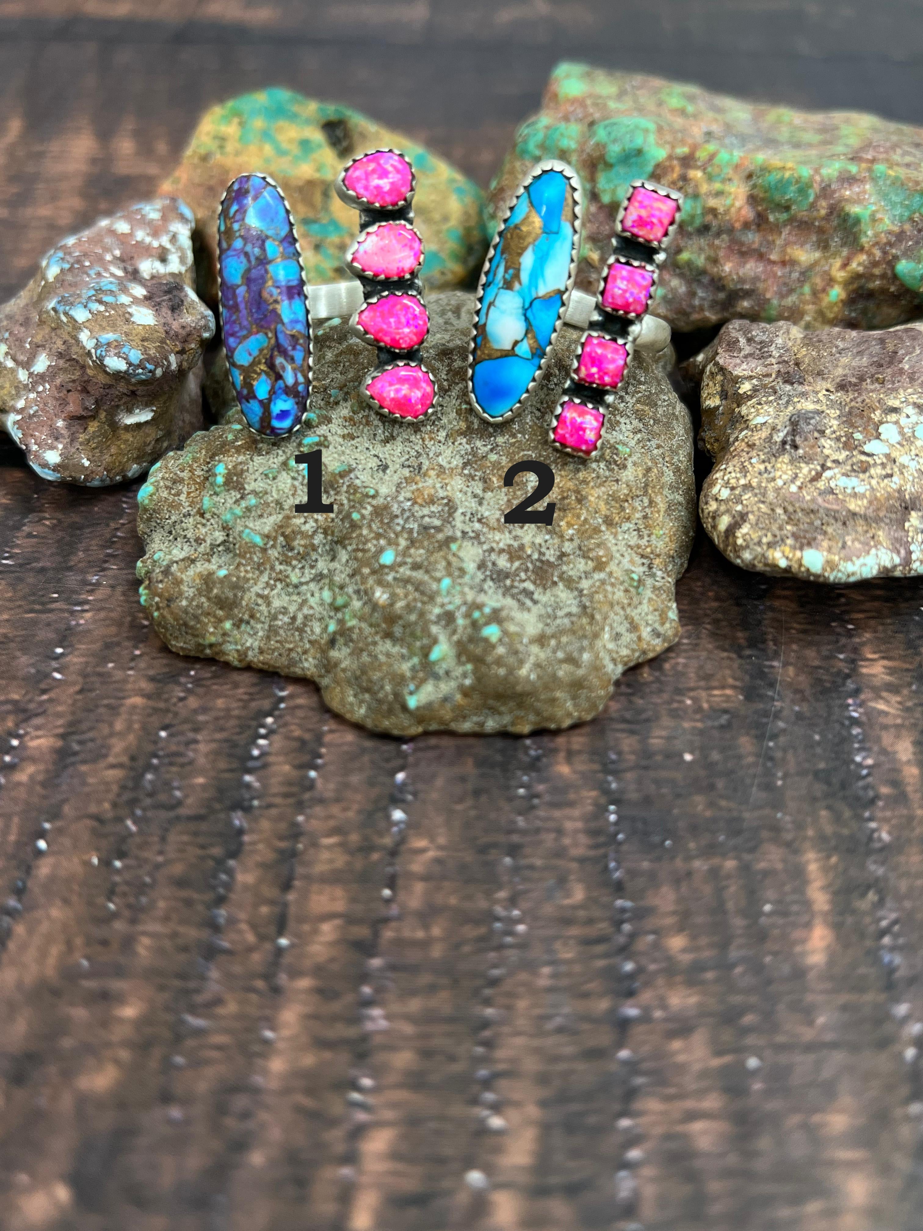 Handmade Sterling Silver Multistone Adjustable Ring with Signed Nizhoni