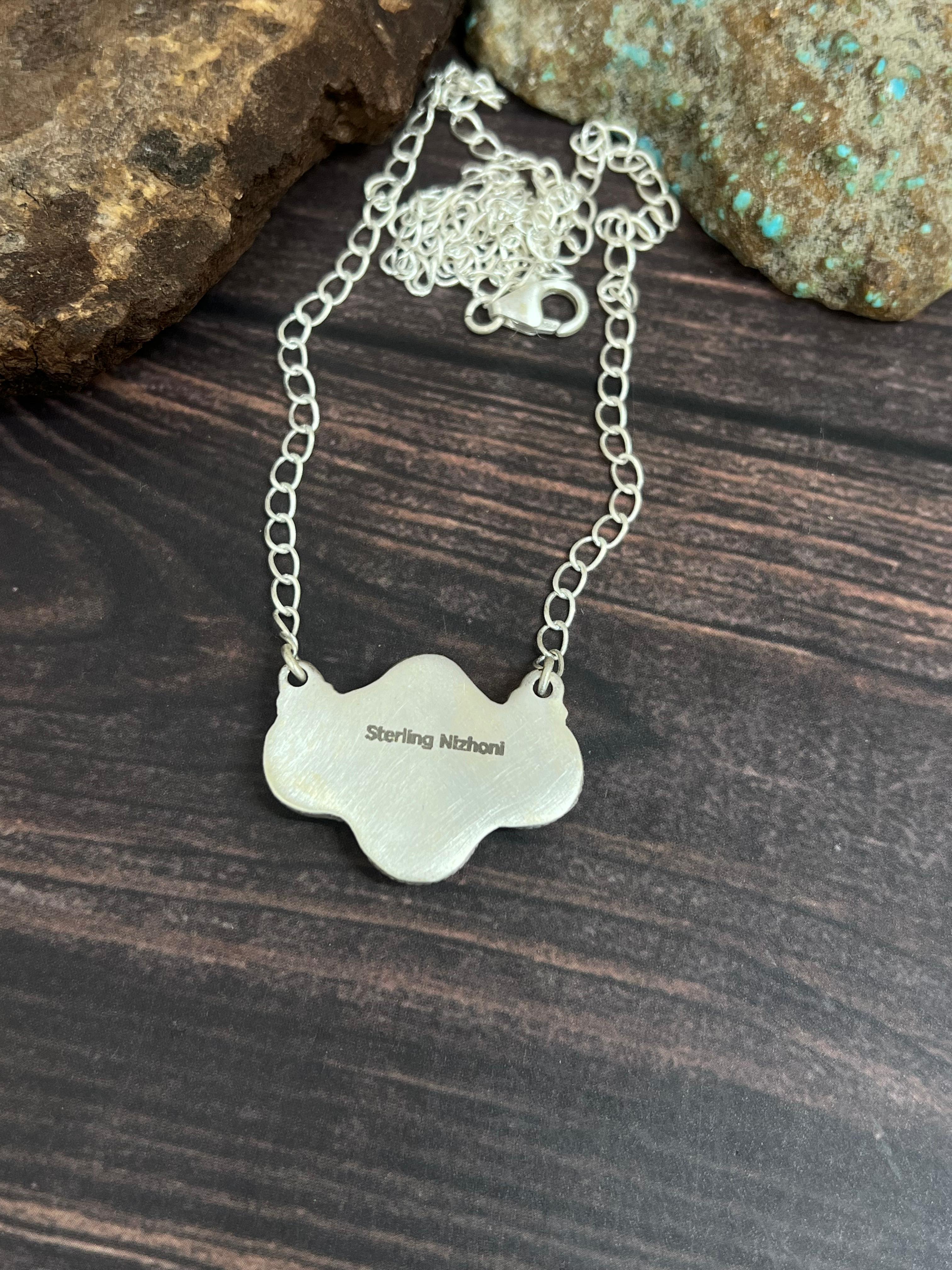 Handmade Sterling Silver Purple Dream Mojave Necklace with Signed Nizhoni