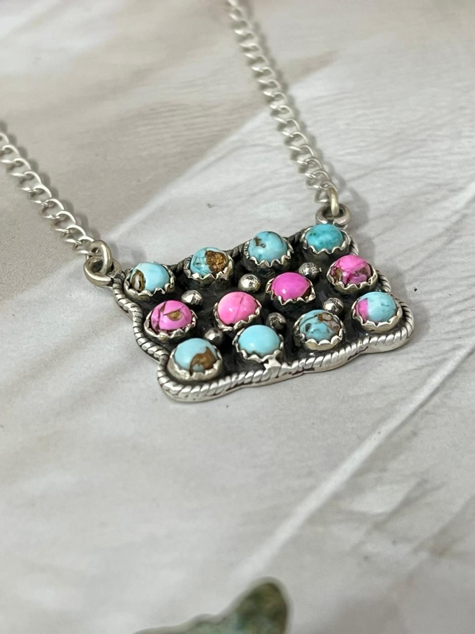 Handmade Sterling Silver Cotton Candy Necklace "Signed Nizhoni"