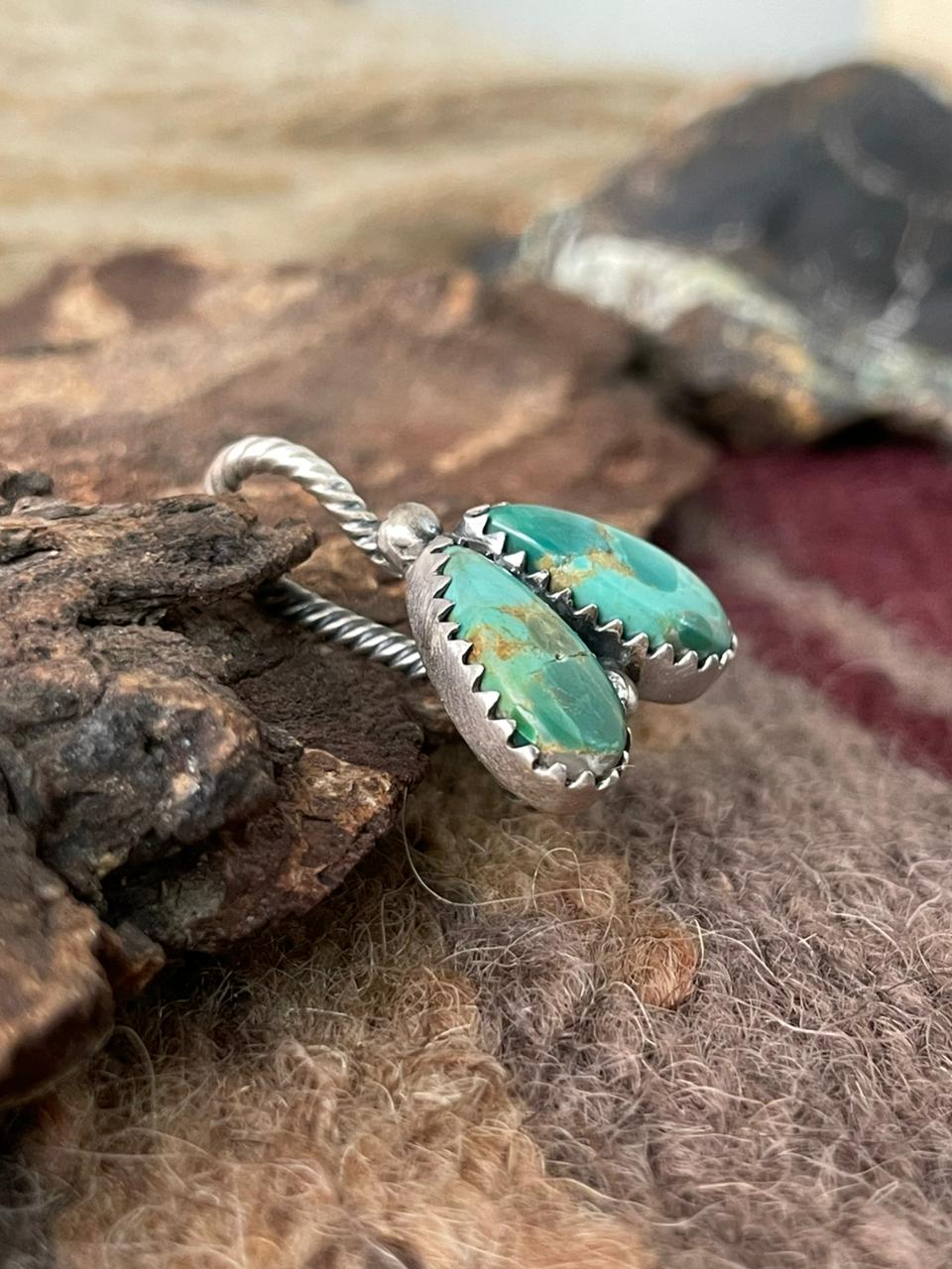 Handmade Sterling Silver Kingman Turquoise Hat Pin "Signed Nizhoni"
