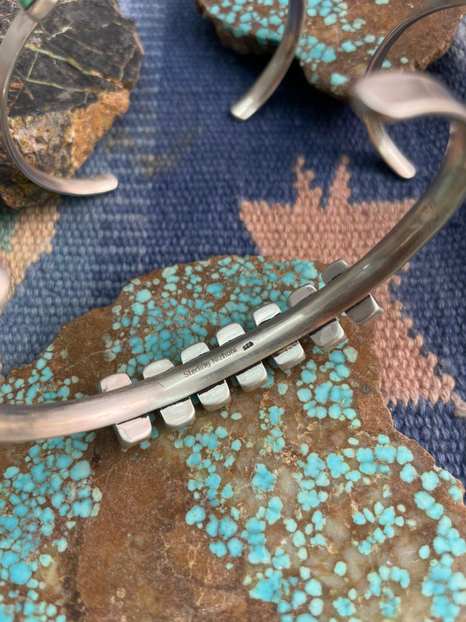 Handmade Sterling Silver Multi Stone Cuff Bracelet "Signed Nizhoni"