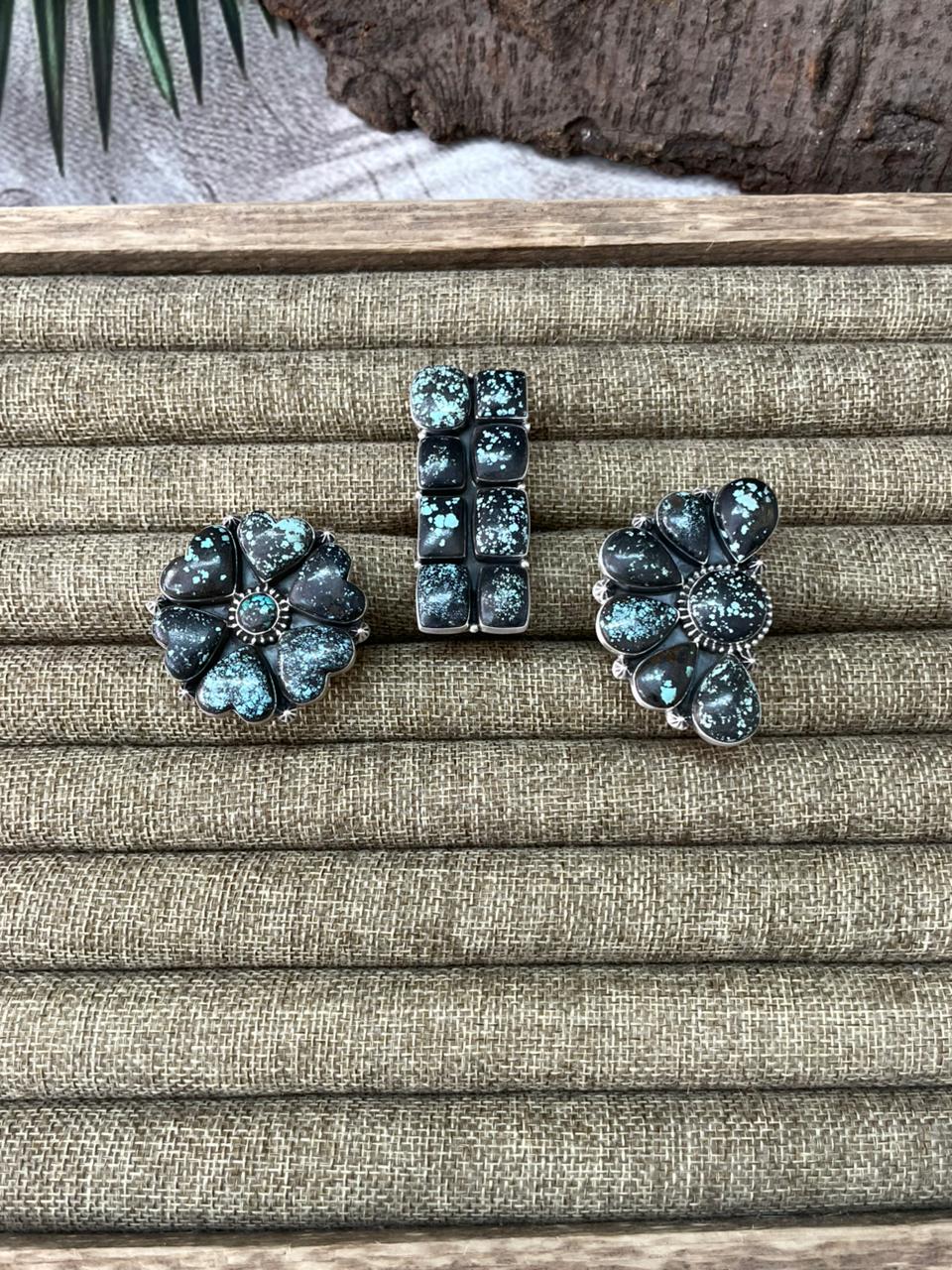 Handmade Sterling Silver Lander Turquoise Adjustable Ring With Signed Nizhoni