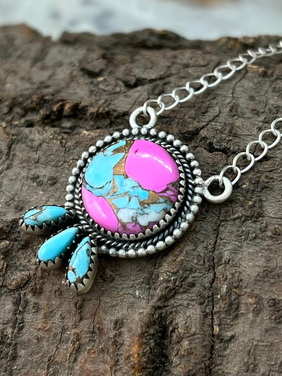 Handmade Sterling Silver Cotton Candy Necklace "Signed Nizhoni"