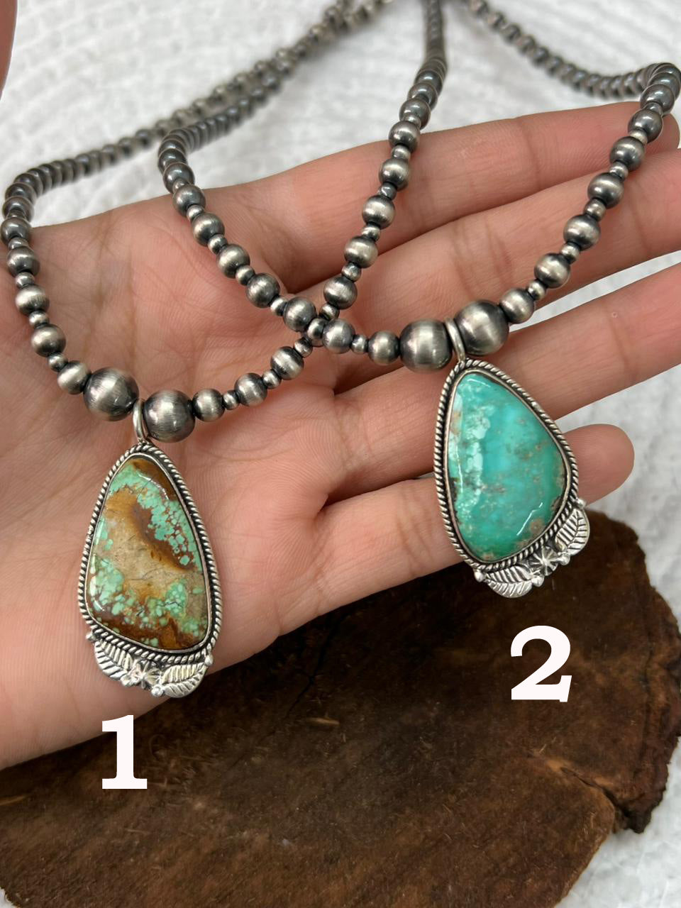 Handmade Sterling Silver Beaded Mantis Turquoise Necklace "Signed  Nizhoni"