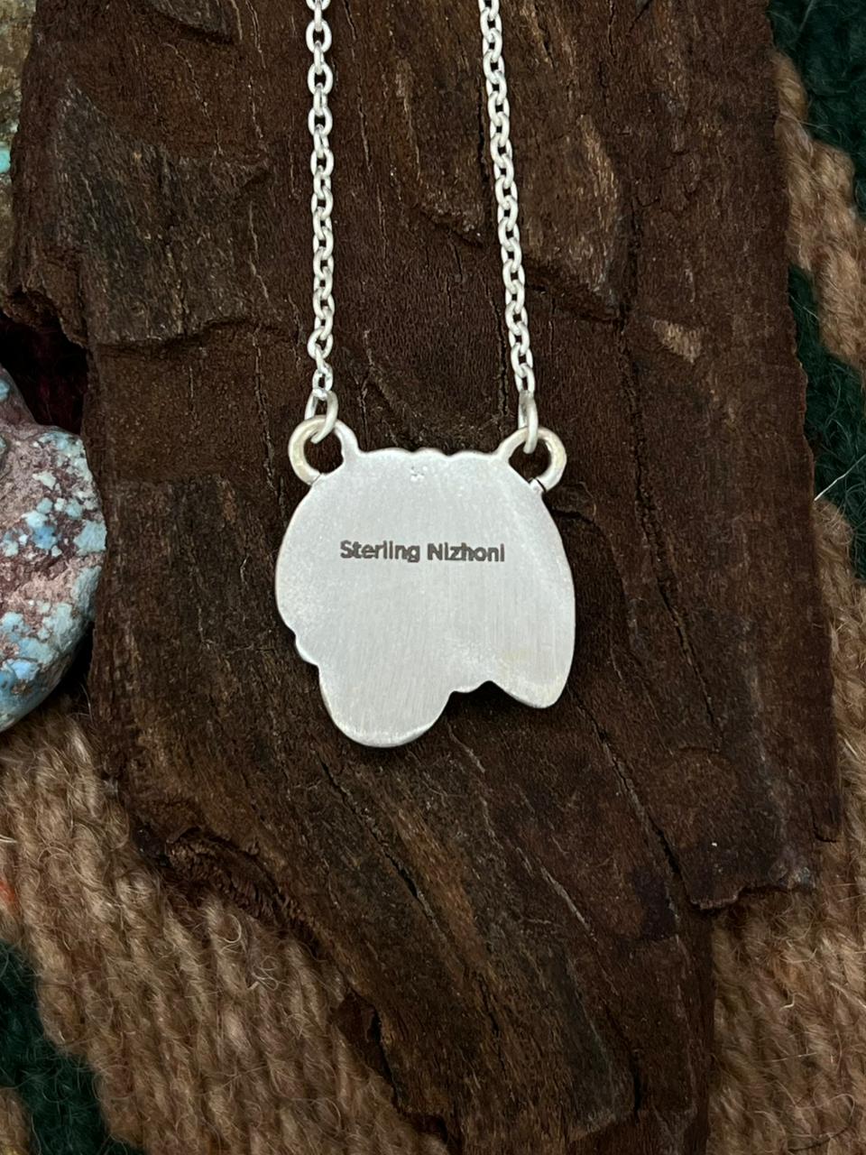 Handmade Sterling Silver Sonoran Mountain Turquoise Necklace "Signed Nizhoni"