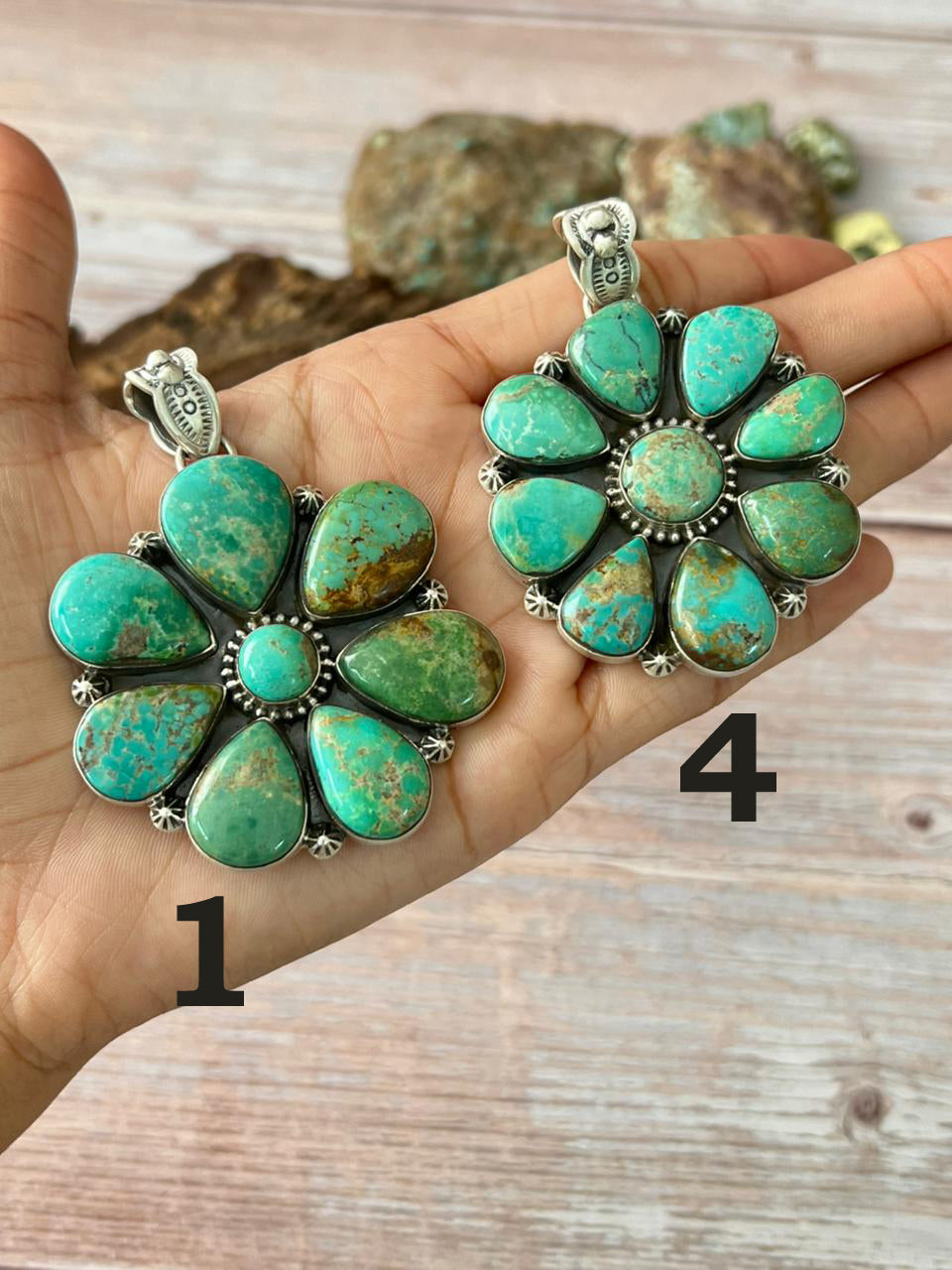 Handmade Sterling Silver Mantis Turquoise Pendant with Signed Nizhoni