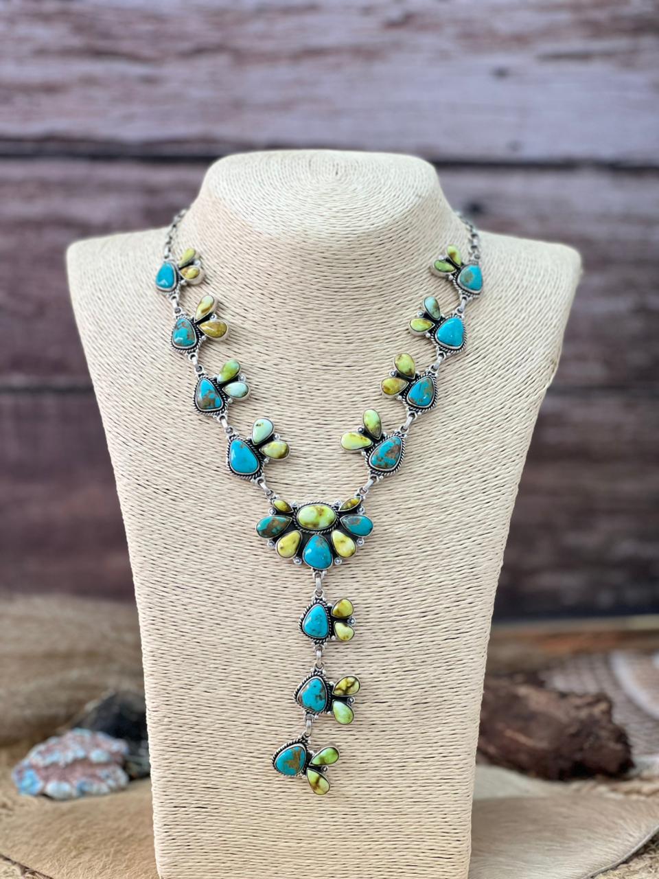 Handmade Sterling Silver Santa Maria with Palomino Turquoise Necklace "Signed Nizhoni"