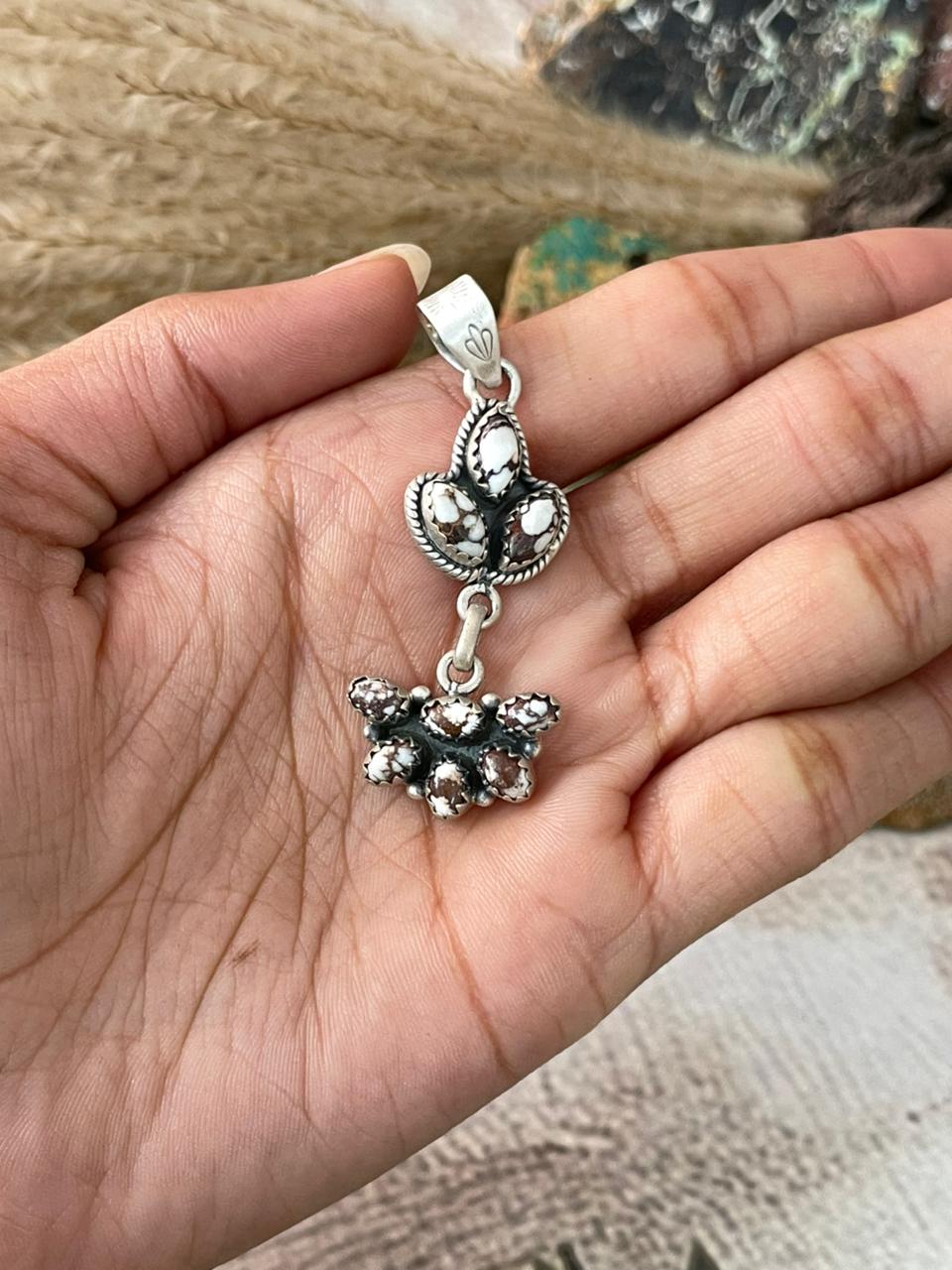 Handmade Sterling Silver Wildhorse Magnesite Pendant "Signed Nizhoni"