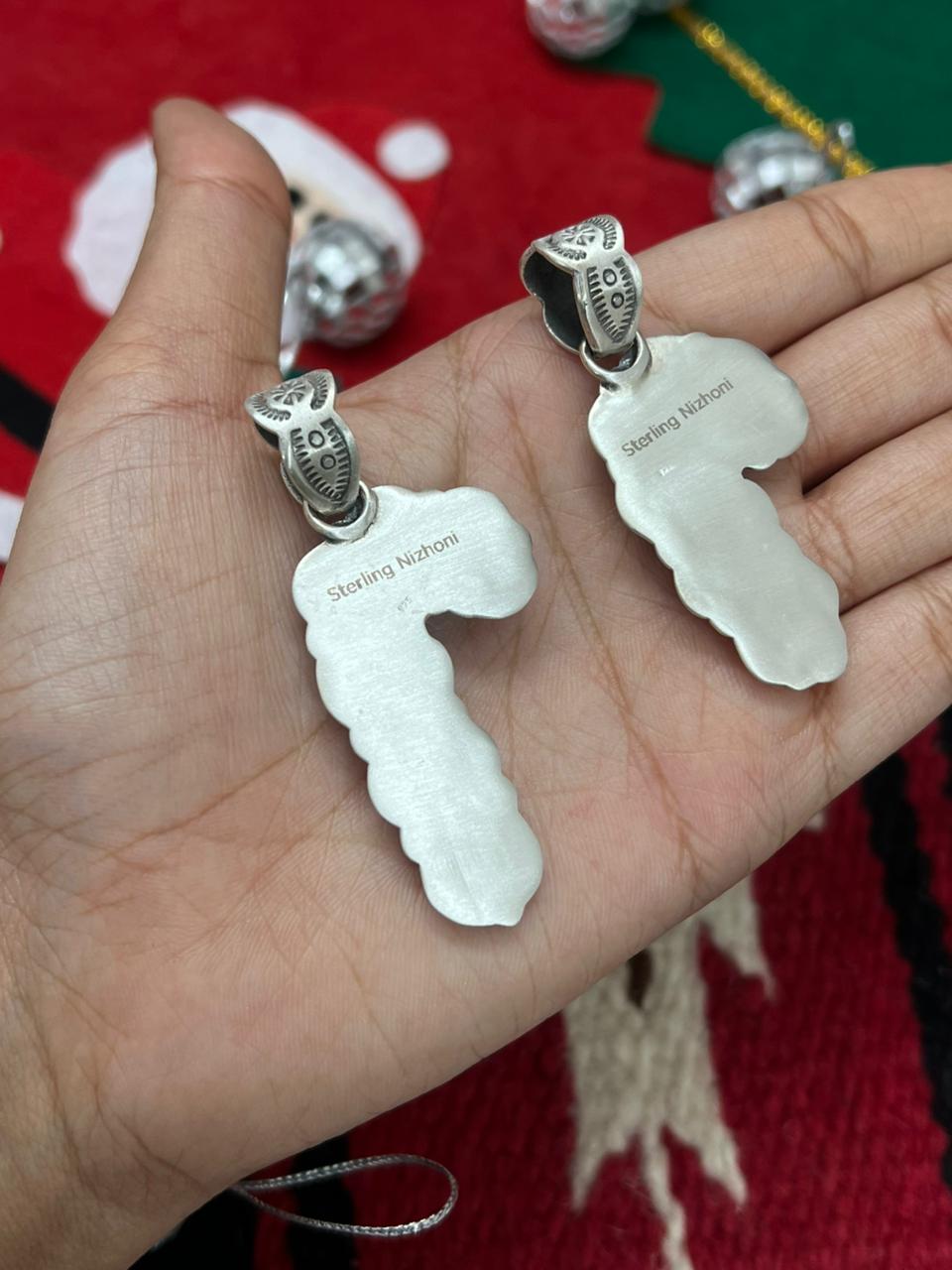 "Christmas Collection" Handmade Sterling Silver Hot Pink Pendant "Signed Nizhoni"