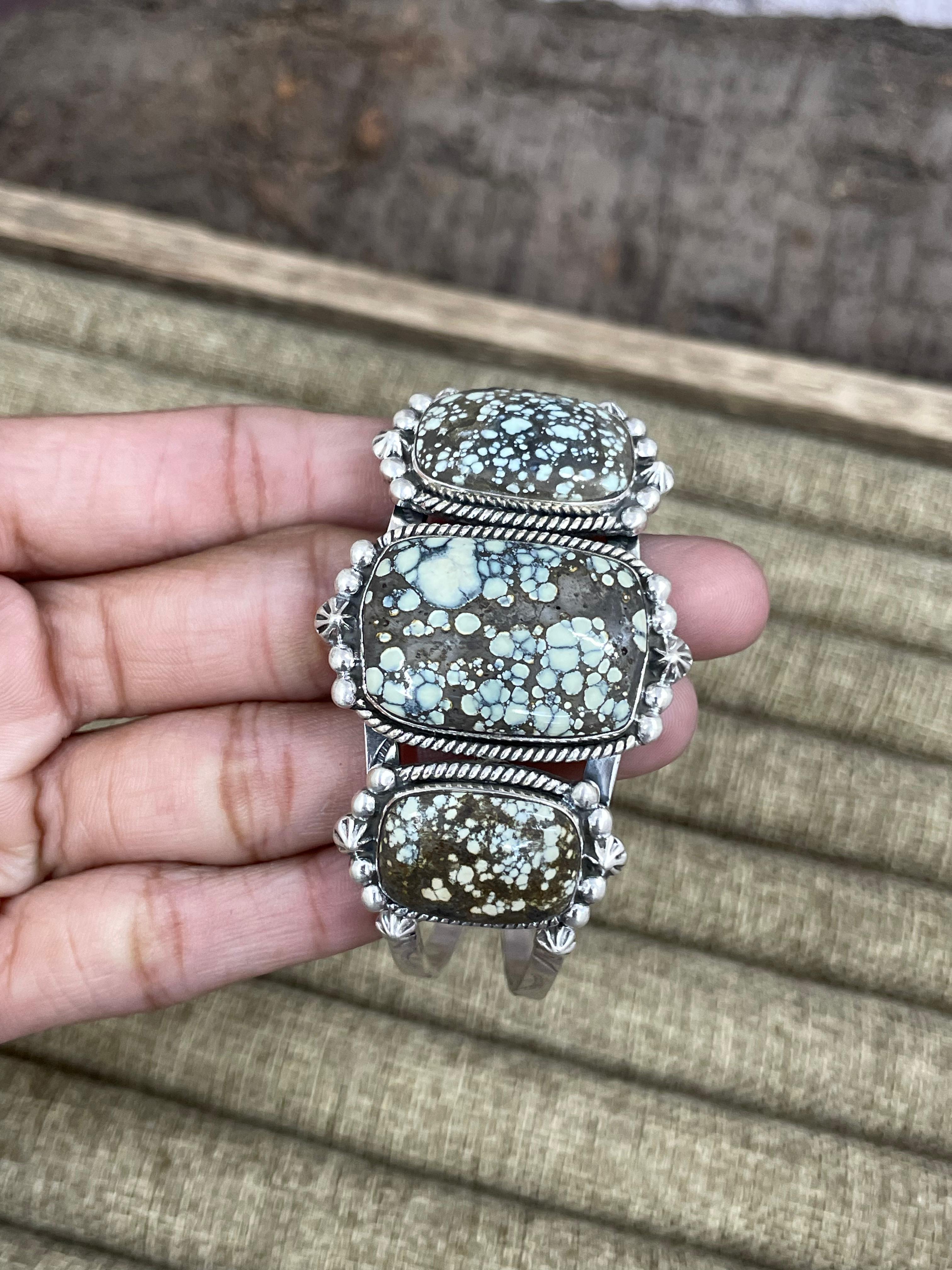 Handmade Sterling Silver Starfox Variscite Bracelet Signed Nizhoni