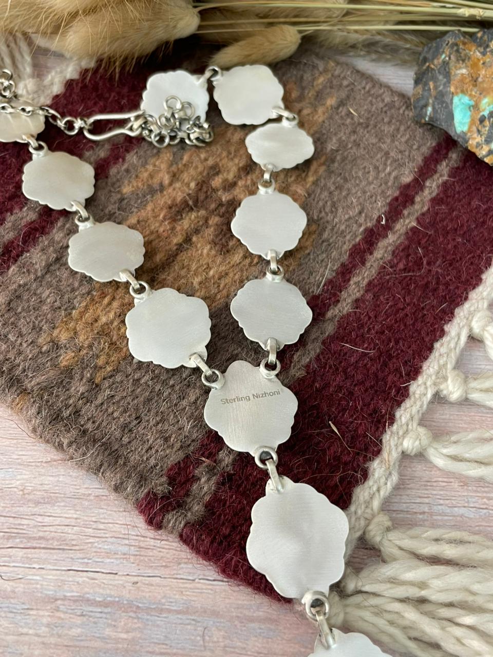 Handmade Sterling Silver Multi Stone Necklace "Signed Nizhoni"