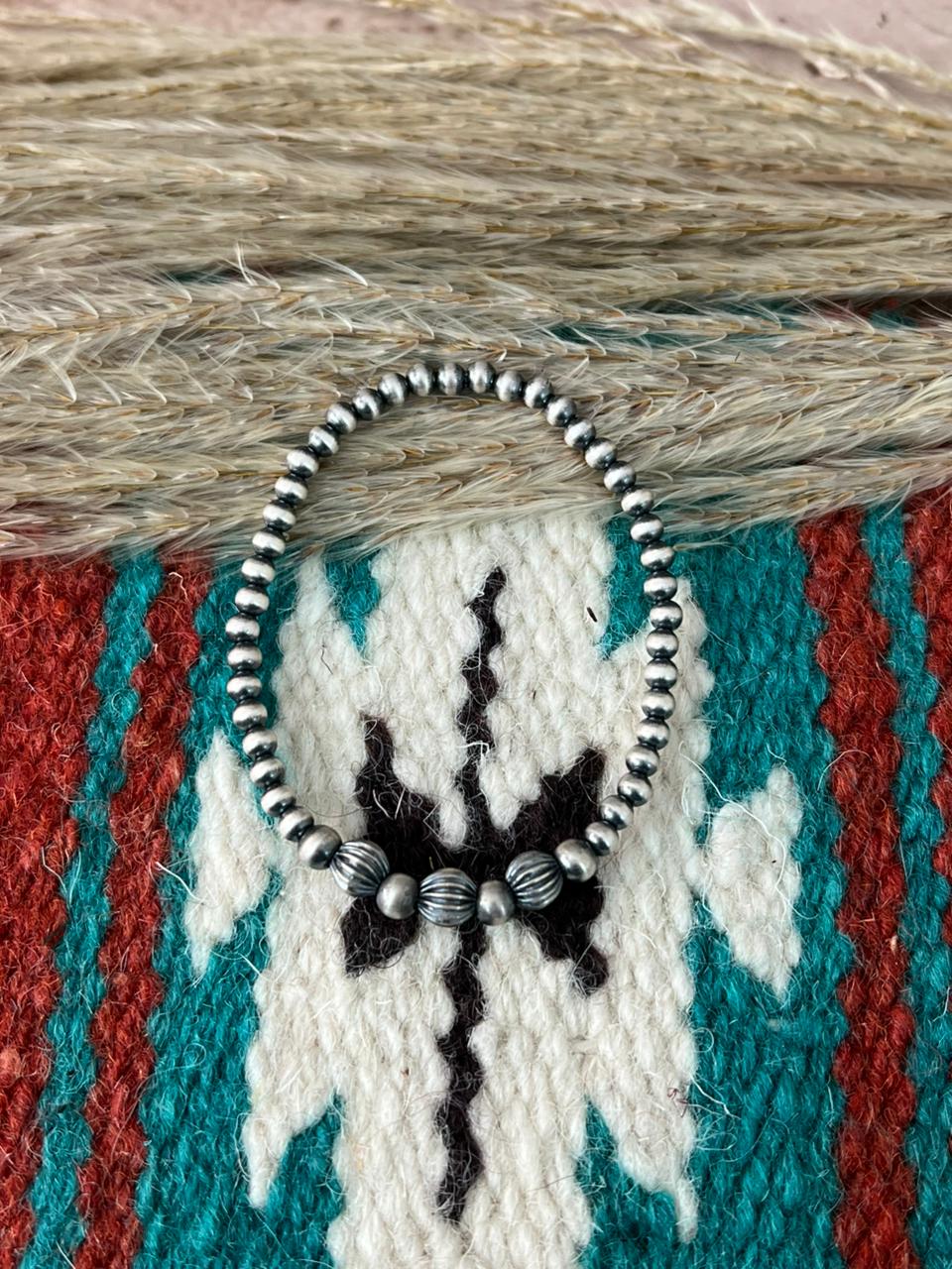 Handmade Sterling Silver Beaded Stretch Bracelet