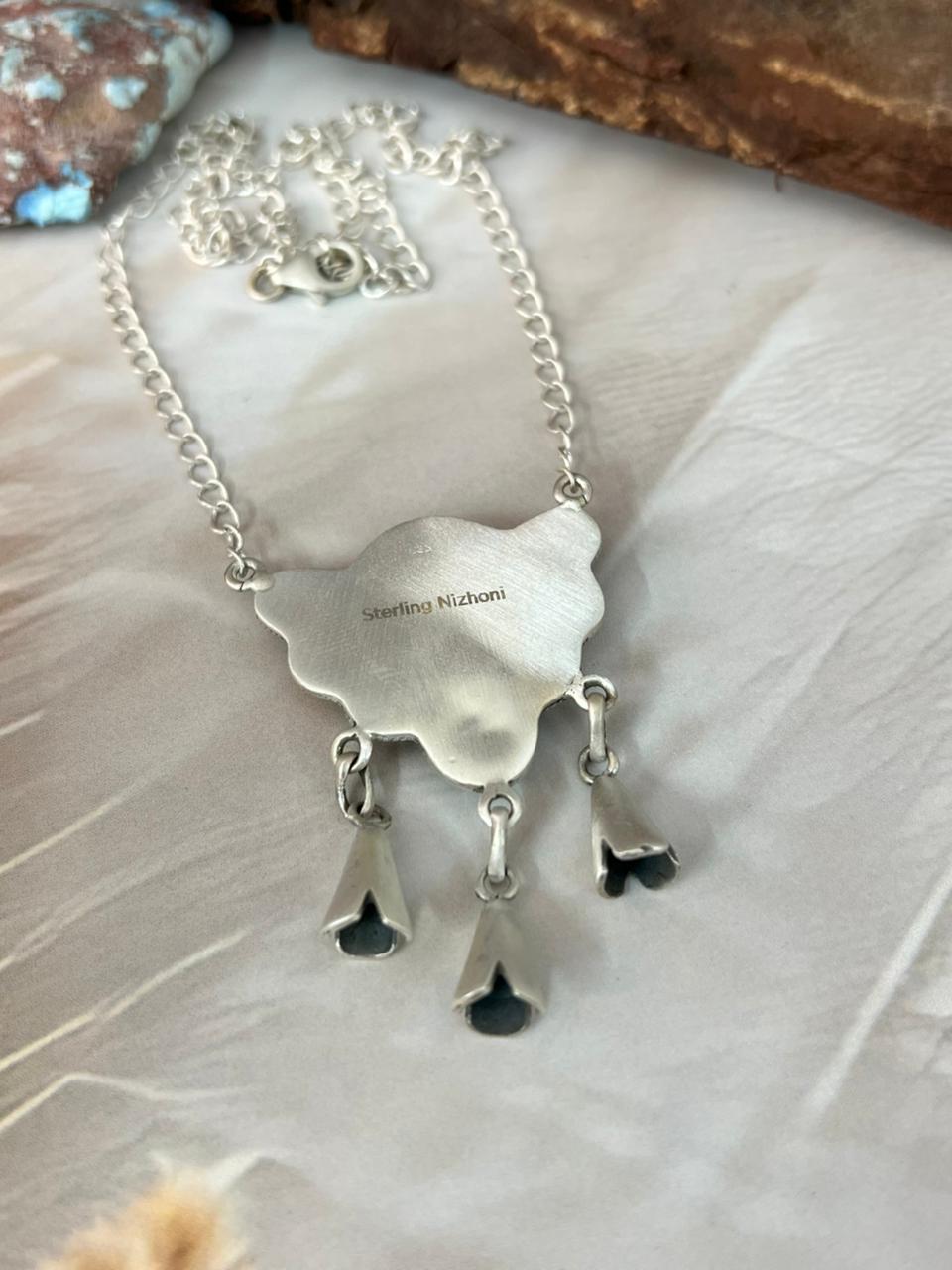 Handmade Sterling Silver Spring Collection: White Buffalo with Cotton Candy, Bumblebee and Sonoran Necklace "Signed Nizhoni"