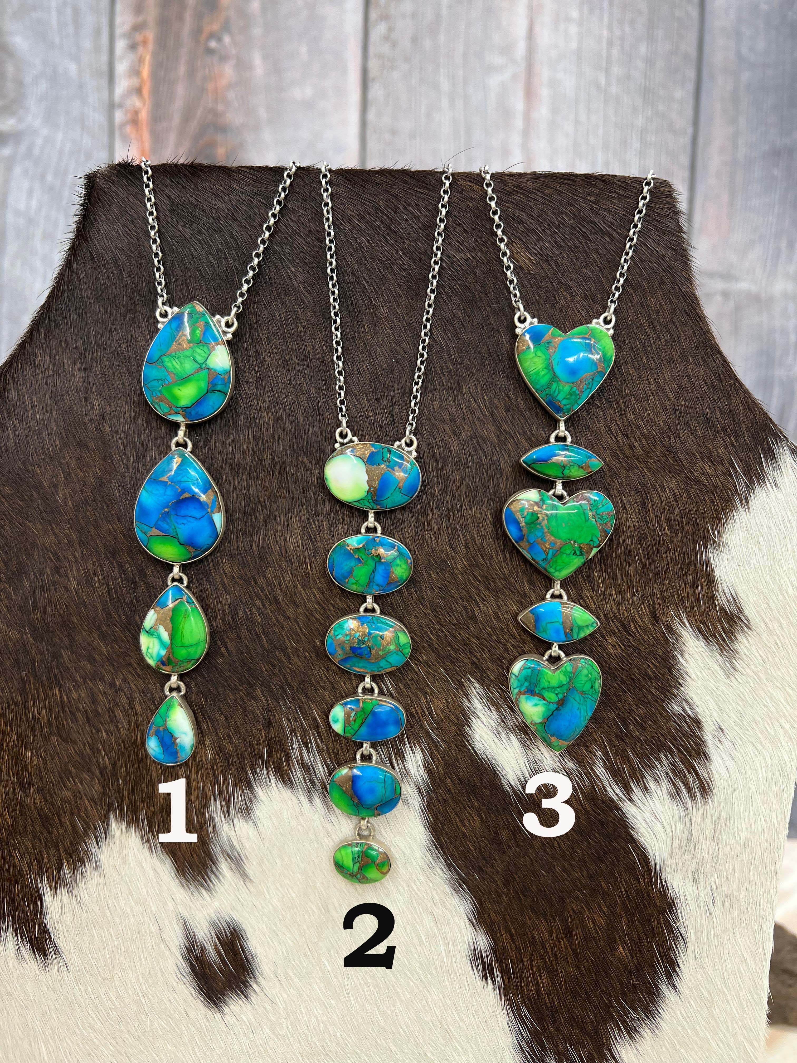 Handmade Sterling Silver Peacock Dahlia Necklace with Signed Nizhoni