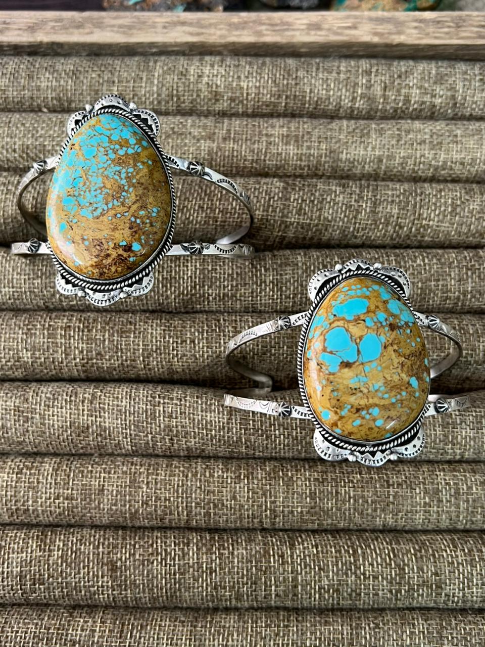 Handmade Sterling Silver Royston Turquoise Cuff Bracelet "Signed Nizhoni"