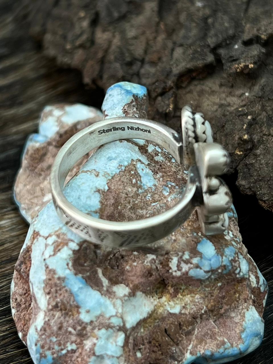 Handmade Sterling Silver Wildhorse Magnesite Adjustable Ring "Signed Nizhoni"