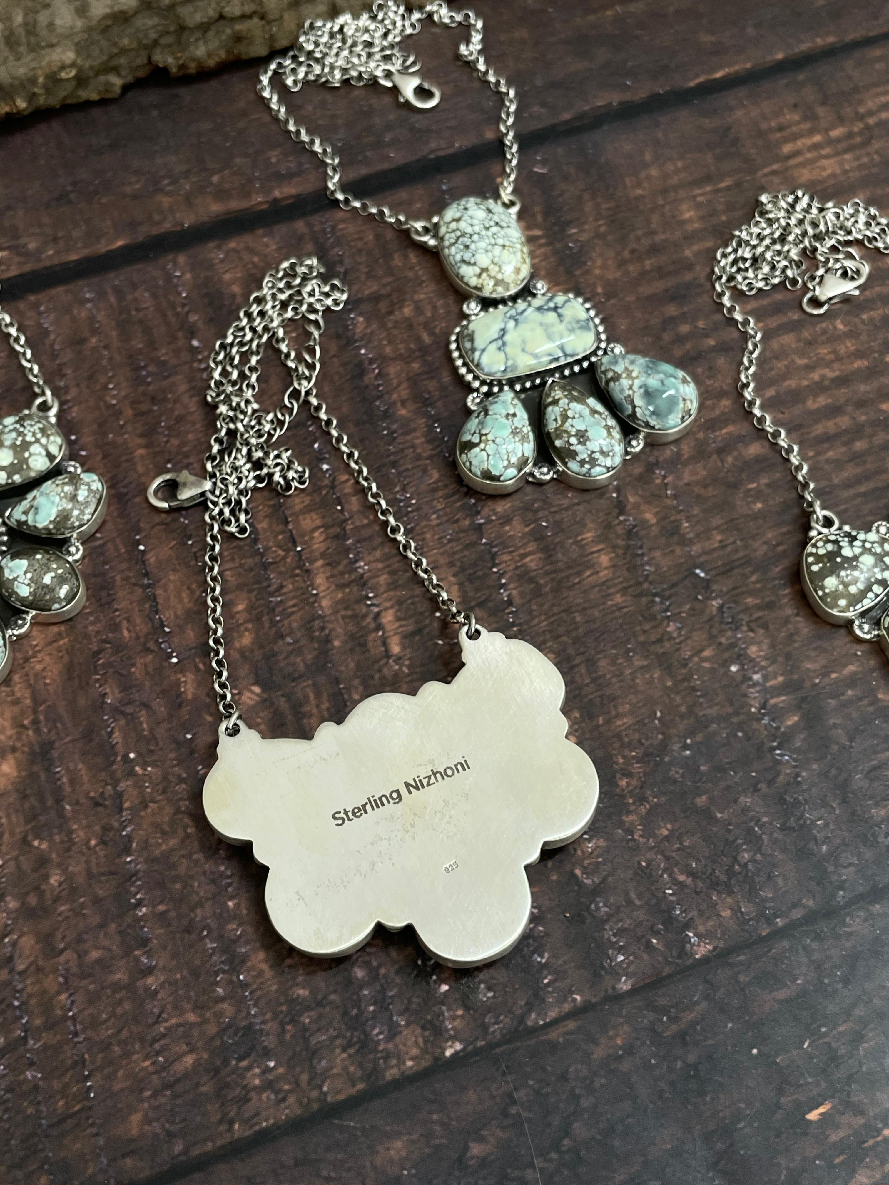 Handmade Sterling Silver Starfox Variscite Necklace Signed Nizhoni