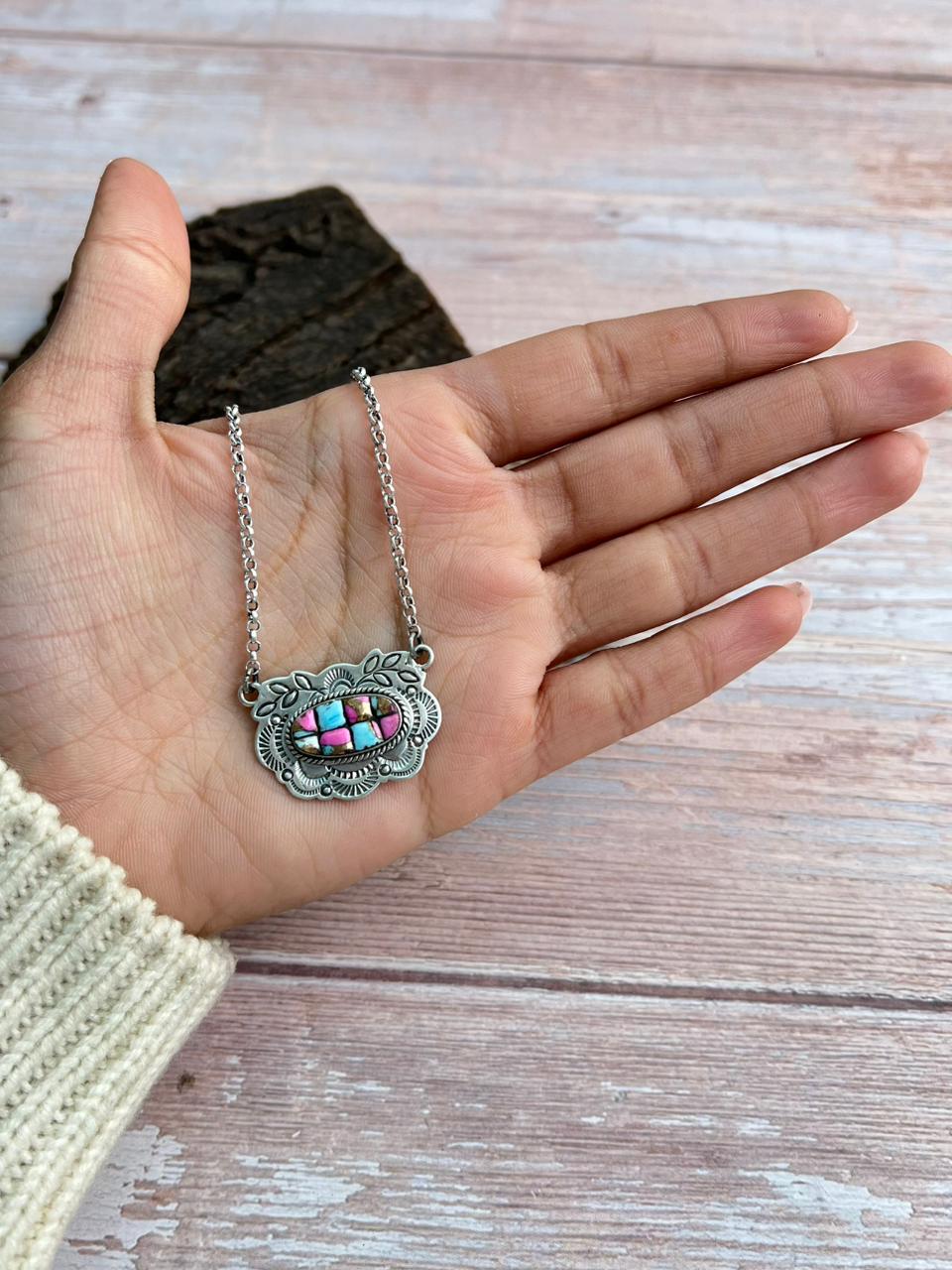 Handmade Sterling Silver Cotton Candy Necklace "Signed Nizhoni"