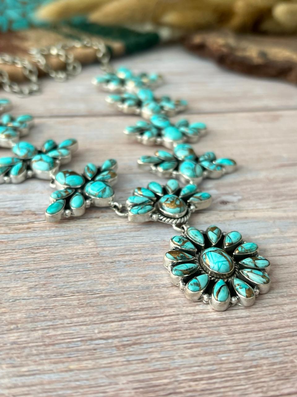 Handmade Sterling Silver Mint Dahlia Collection: Necklace "Signed Nizhoni"