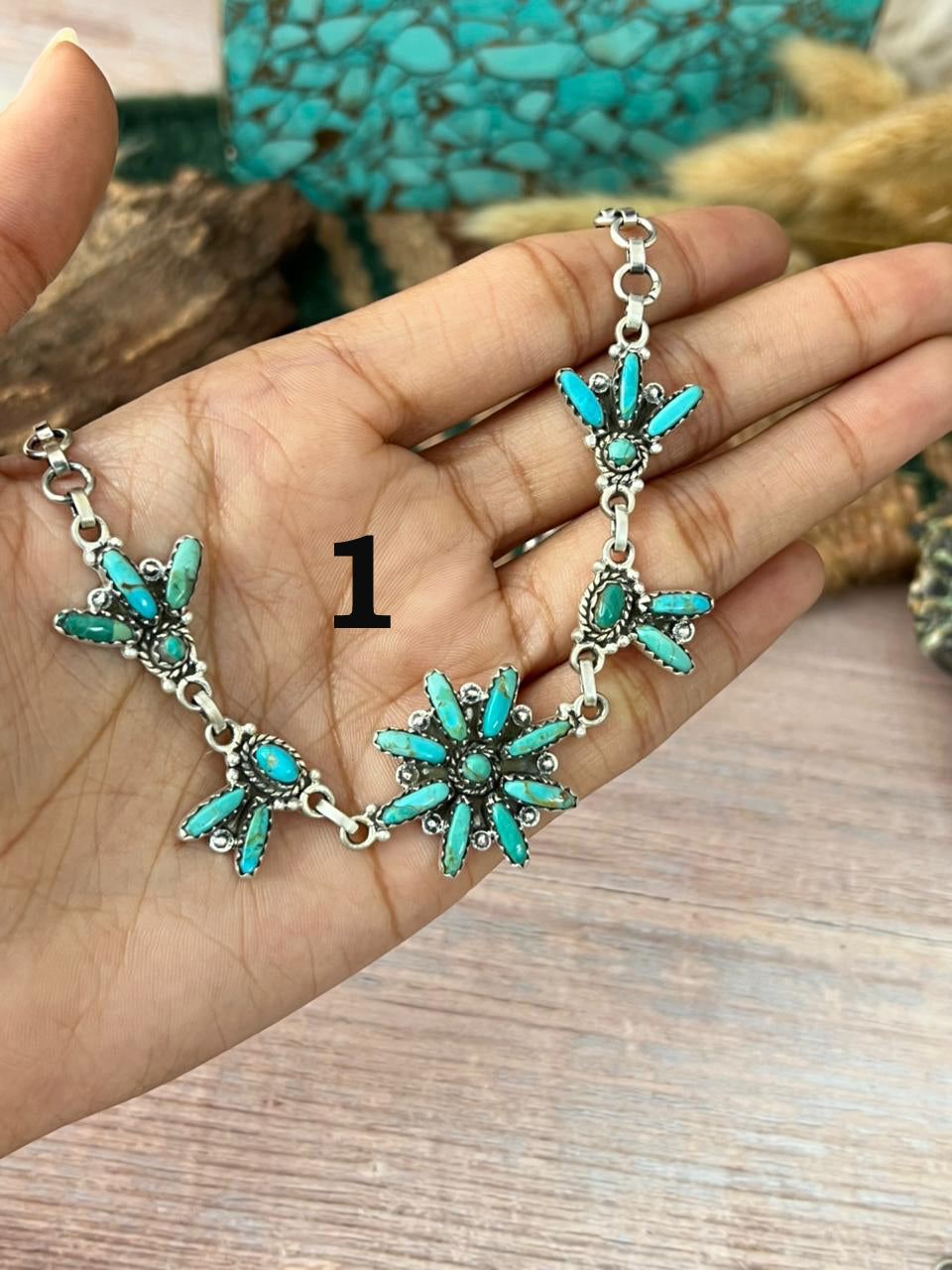 Handmade Sterling Silver Kingman Turquoise Choker Necklace "Signed Nizhoni"