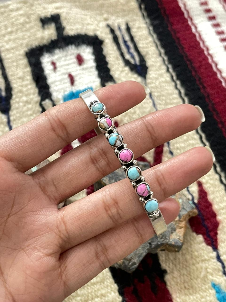 Handmade Sterling Silver Cotton Candy Cuff Bracelet "Signed Nizhoni"