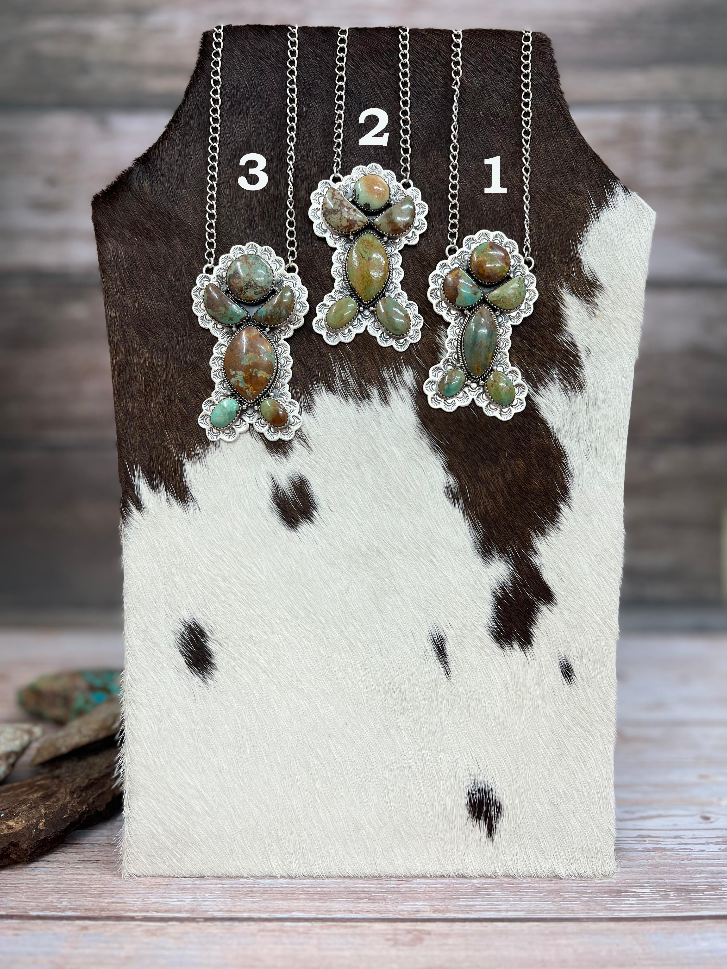 Handmade Sterling Silver Old Stock Royston Turquoise Necklace Signed Nizhoni