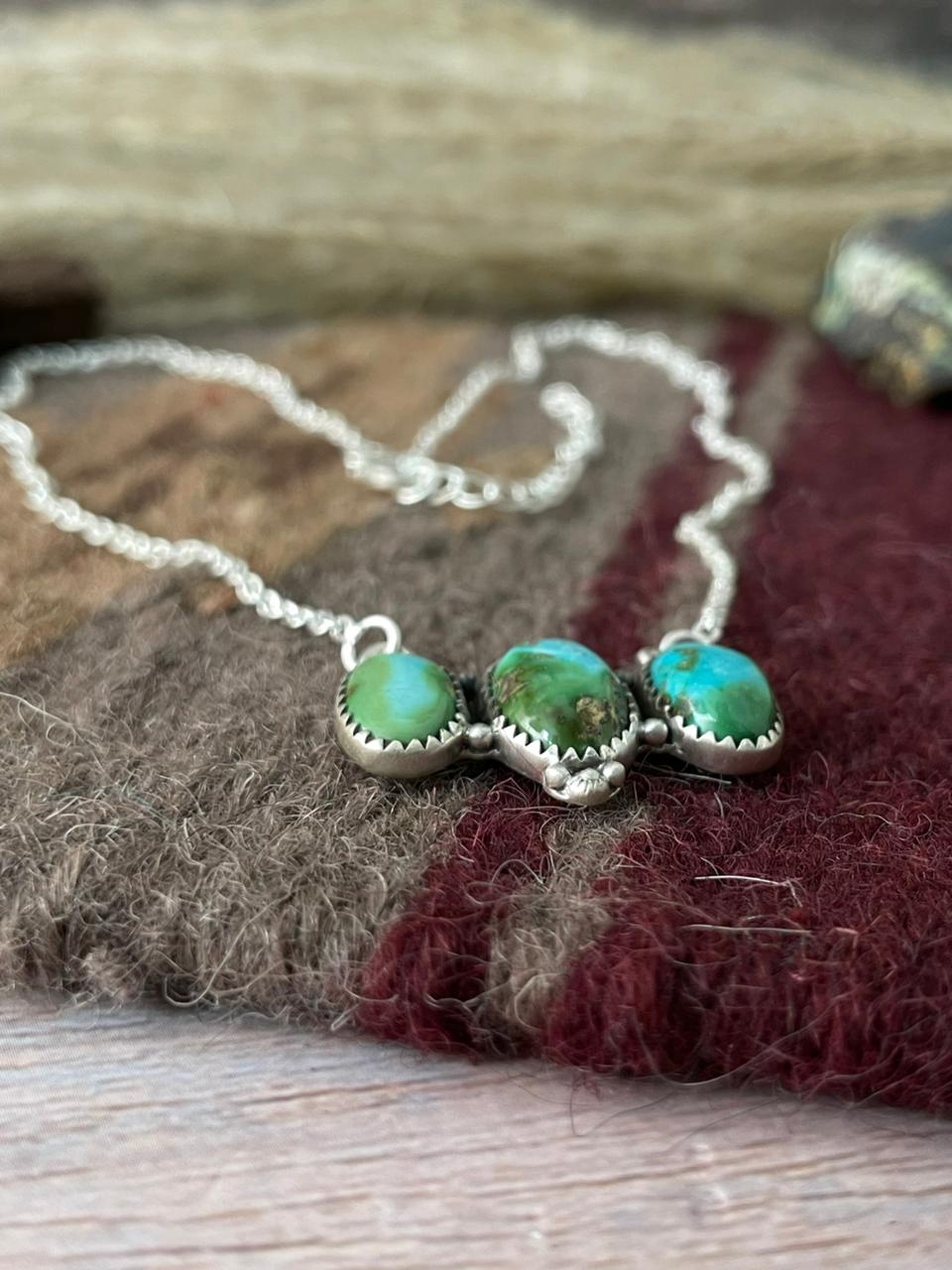 Handmade Sterling Silver Sonoran Mountain Turquoise Necklace "Signed Nizhoni"
