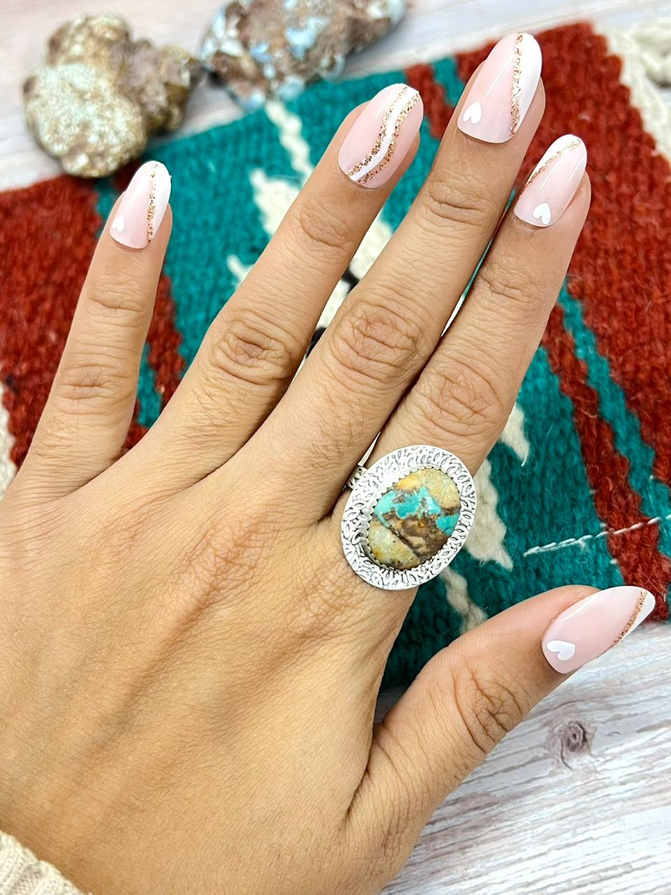 Handmade Sterling Silver Royston Ribbon Adjustable Ring "Signed Nizhoni" (6)