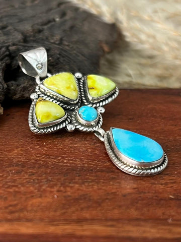 Handmade Sterling Silver Sierra Bella with Palomino Turquoise Collection: Pendant "Signed Nizhoni"